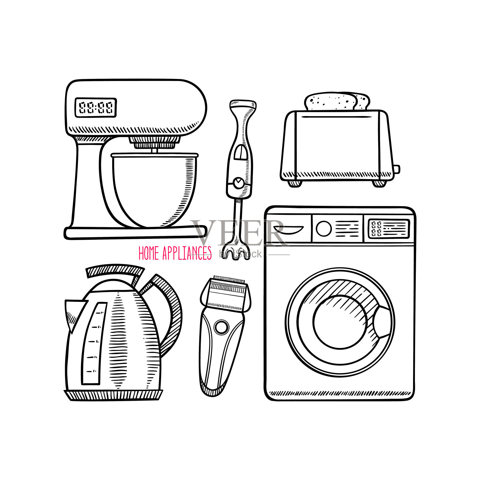 家用电器设置插画图片素材