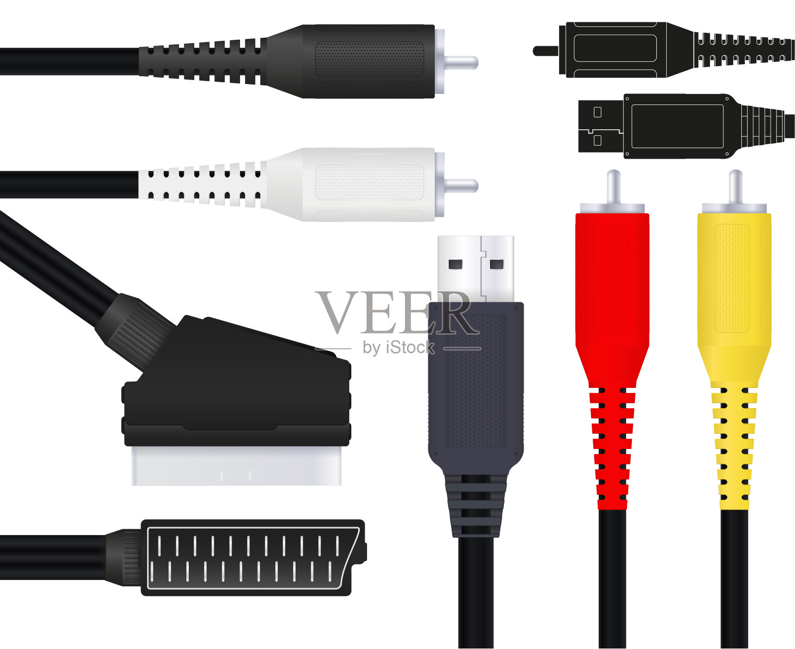 音频和电视电缆插画图片素材