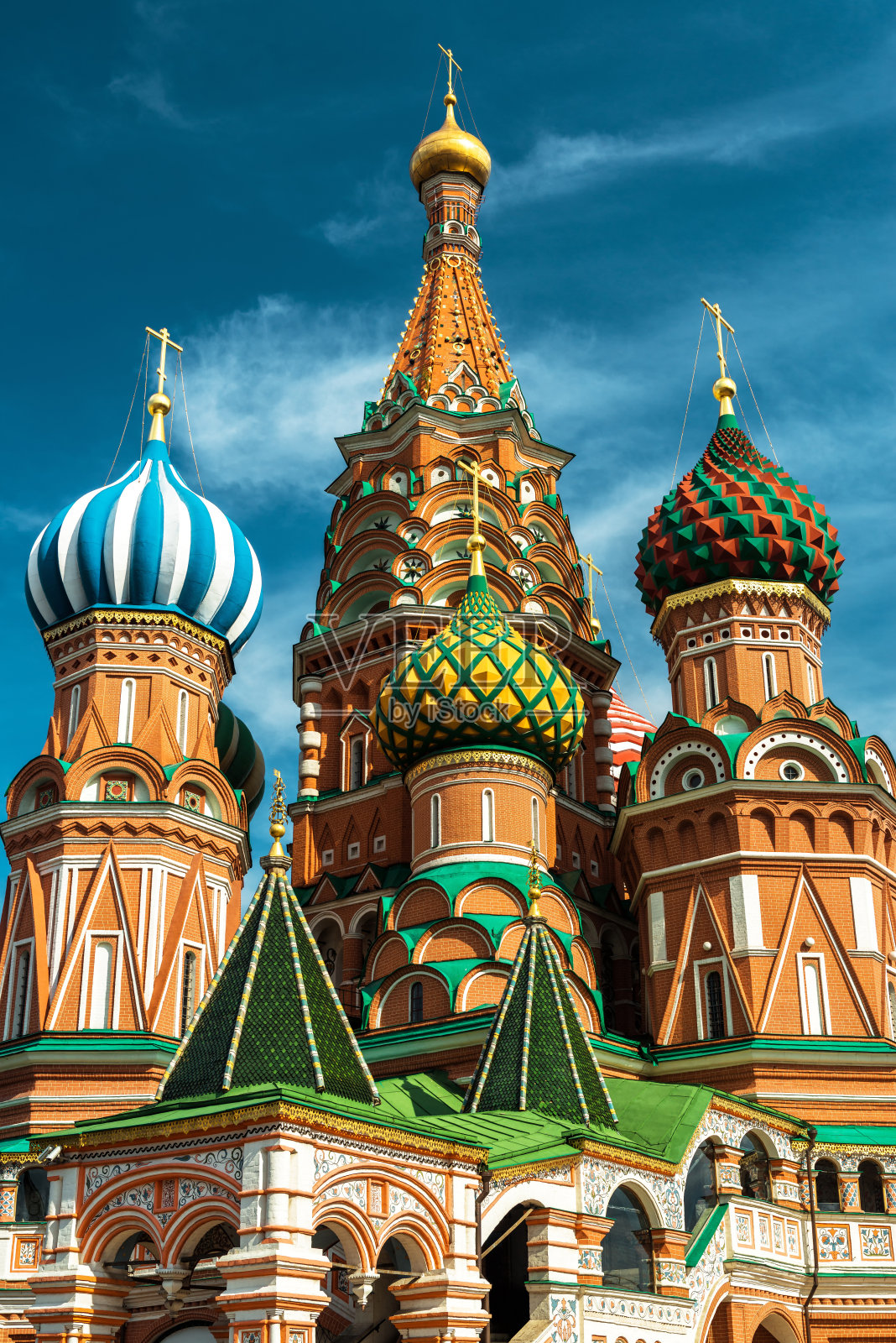 俄罗斯莫斯科红场的圣瓦西里大教堂，莫斯科著名地标。照片摄影图片