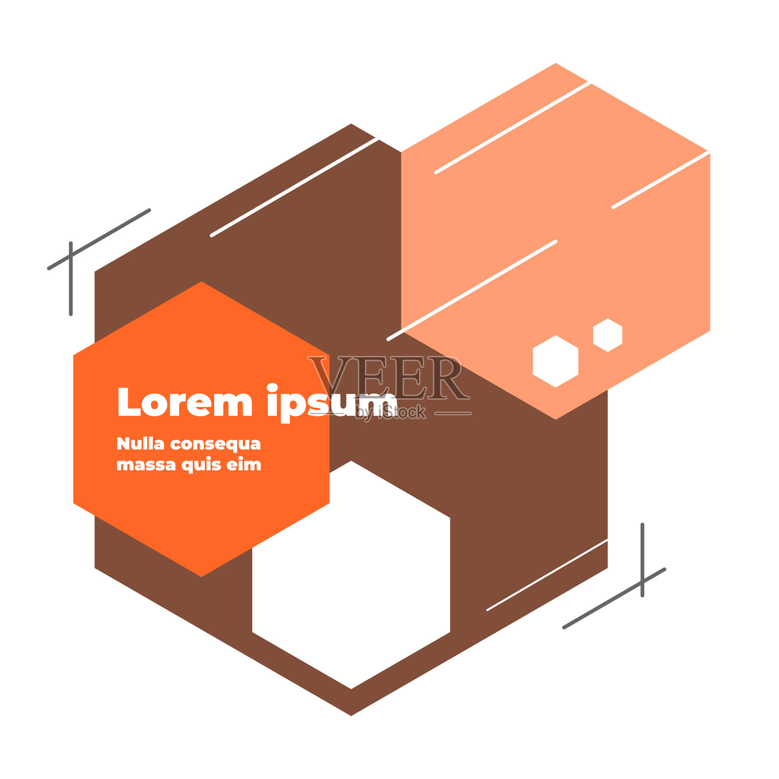 六边形动态风格与元素。插画图片素材