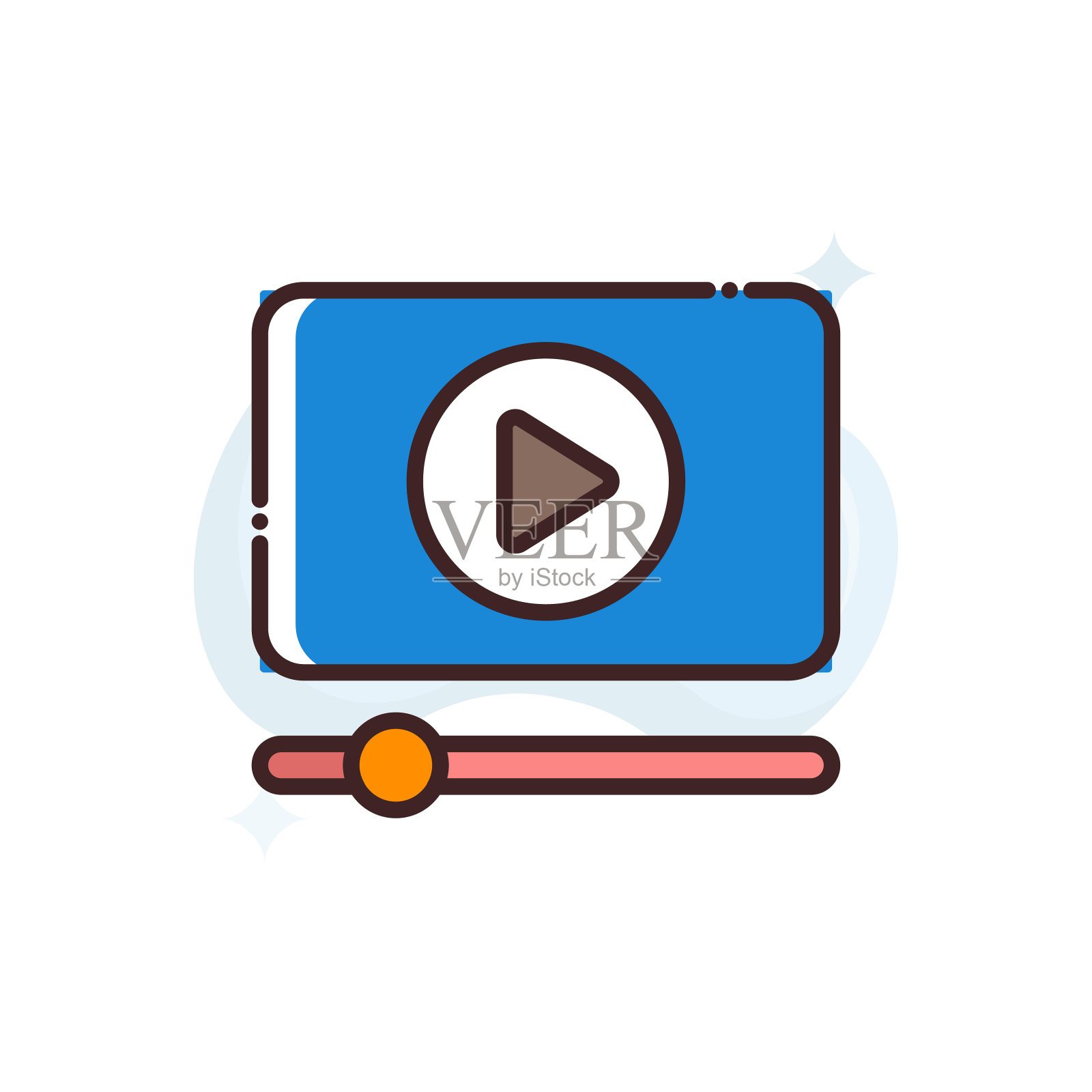 媒体播放器矢量图标风格插图。插画图片素材