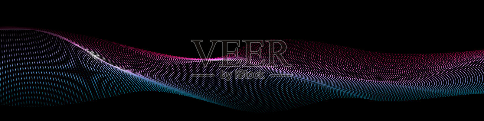 矢量彩色粒子波在蓝色和紫色的黑色背景插画图片素材