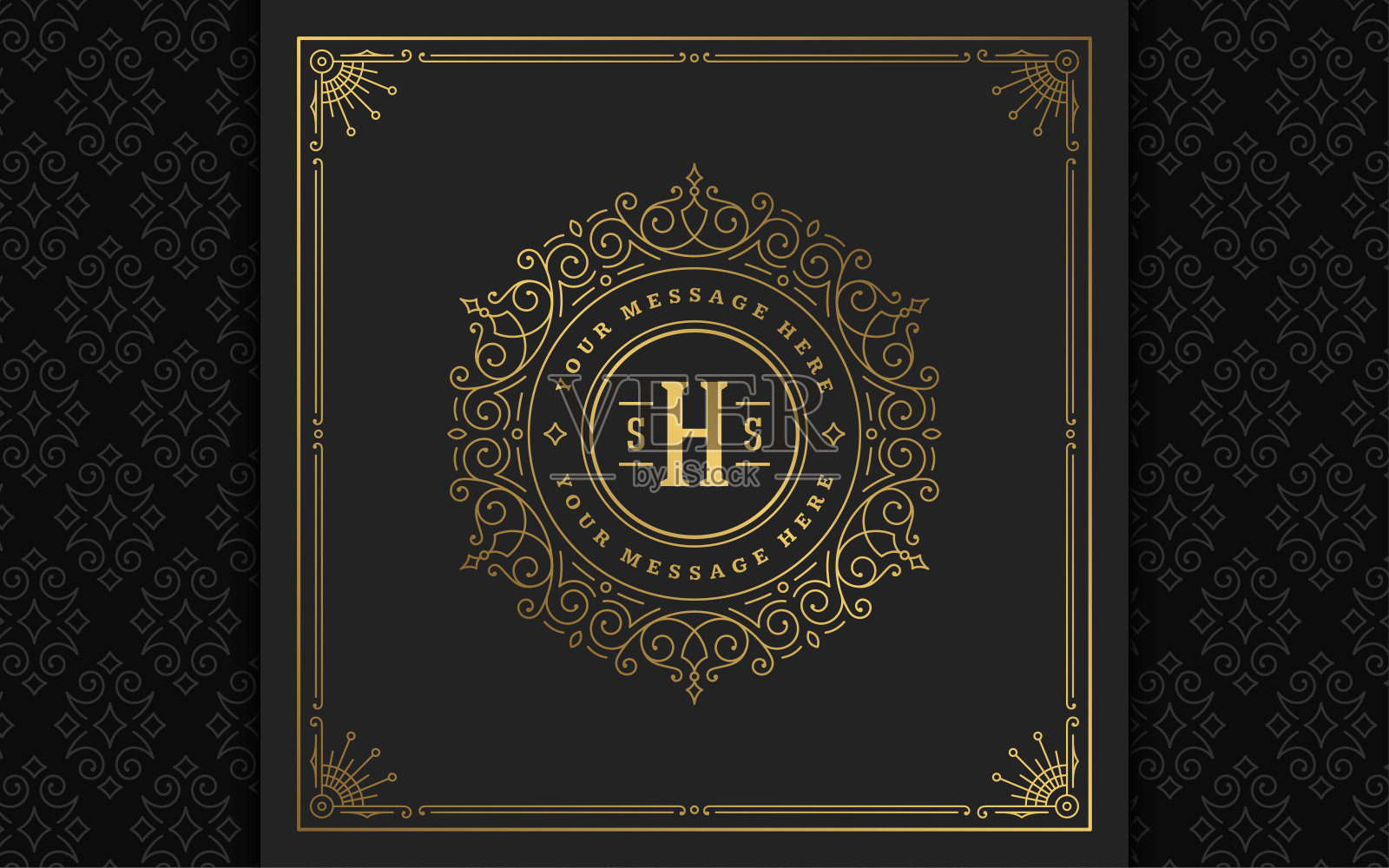 复古徽标优雅繁盛线条艺术优雅装饰维多利亚风格矢量模板设计设计模板素材