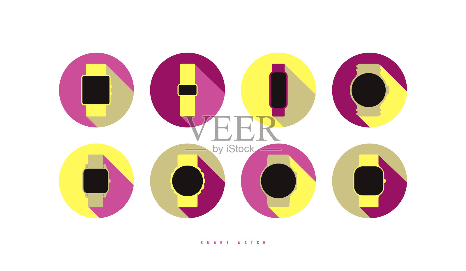 股票矢量智能手表图标设置插画图片素材