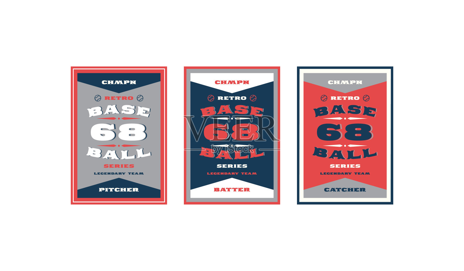 集棒球卡设计的复古风格设计模板素材