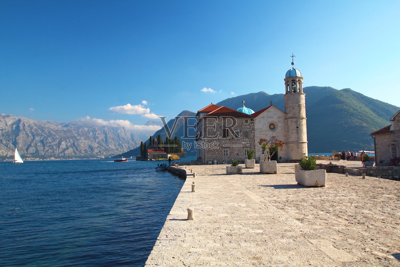 科托尔湾黑山夫人岩的美丽全景照片摄影图片