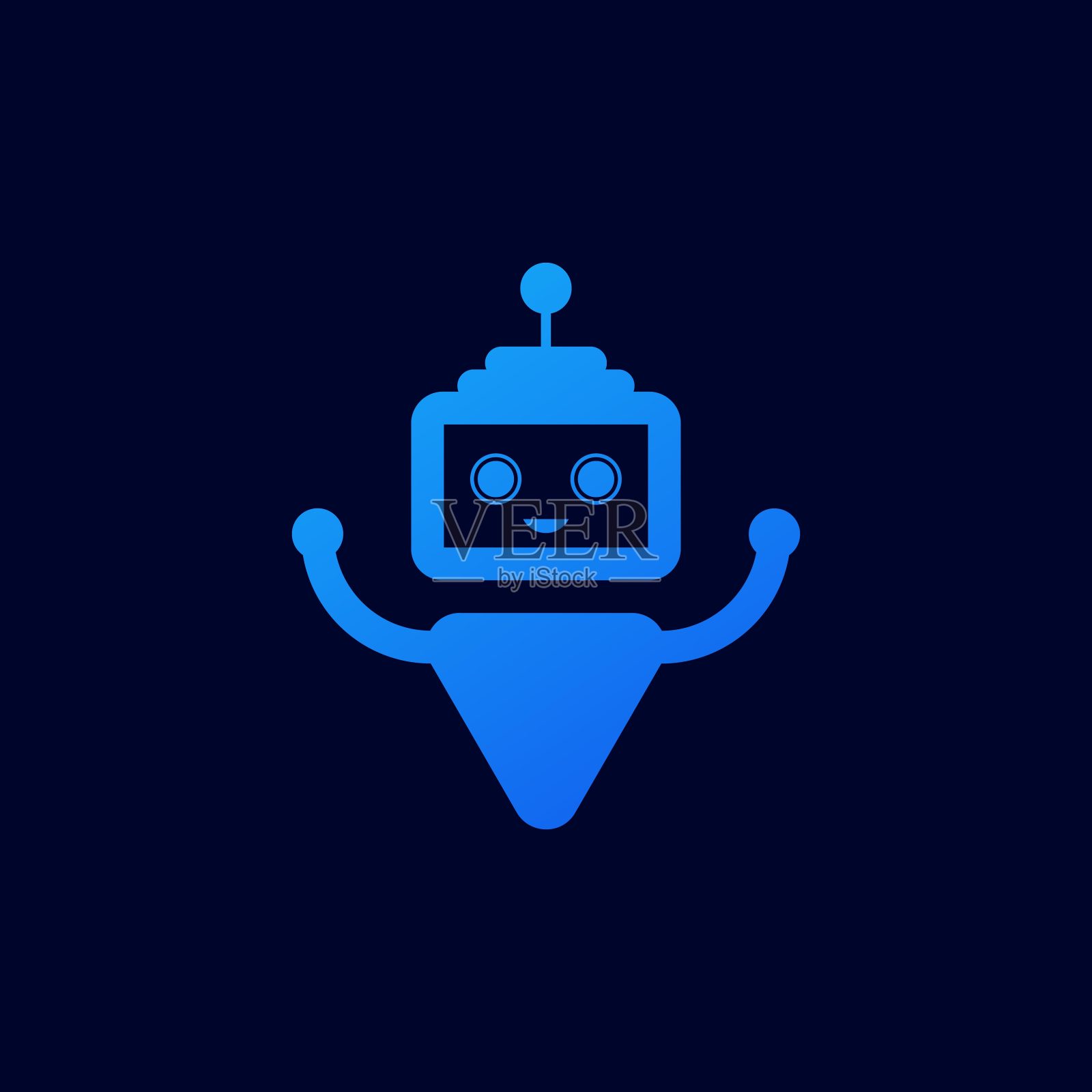 矢量插图机器人可爱的线条艺术风格。插画图片素材