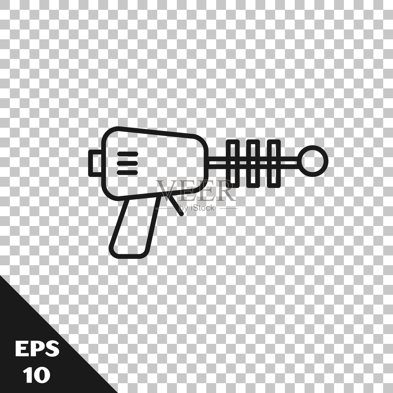 黑线射线枪图标孤立在透明的背景。激光武器。空间的导火线。矢量图插画图片素材