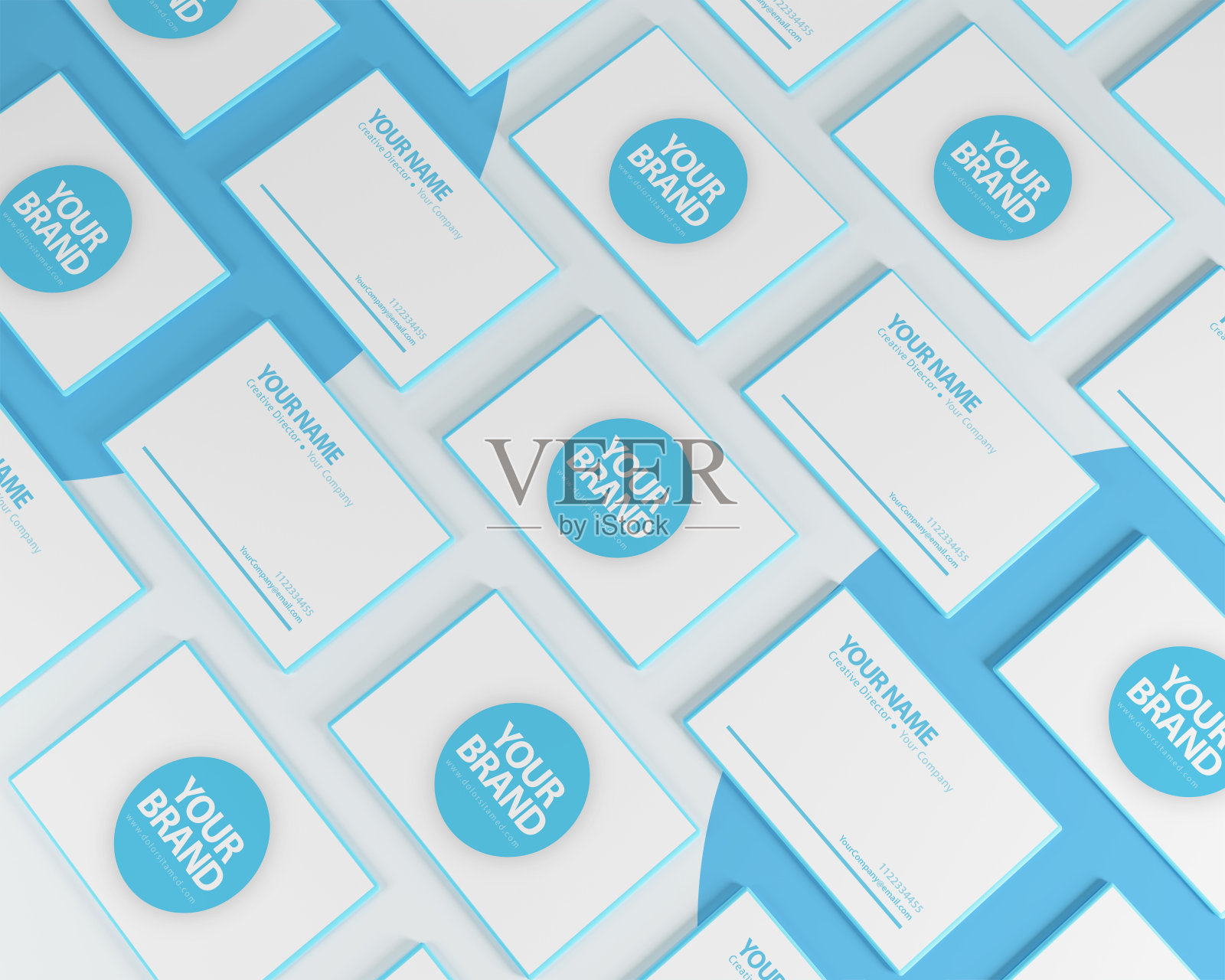 蓝色商业模型模板广告，在线广告，数字印刷，平面设计服务。优雅简单的模型，印刷卡片设计。矢量模板，便于用户视觉交流插画图片素材