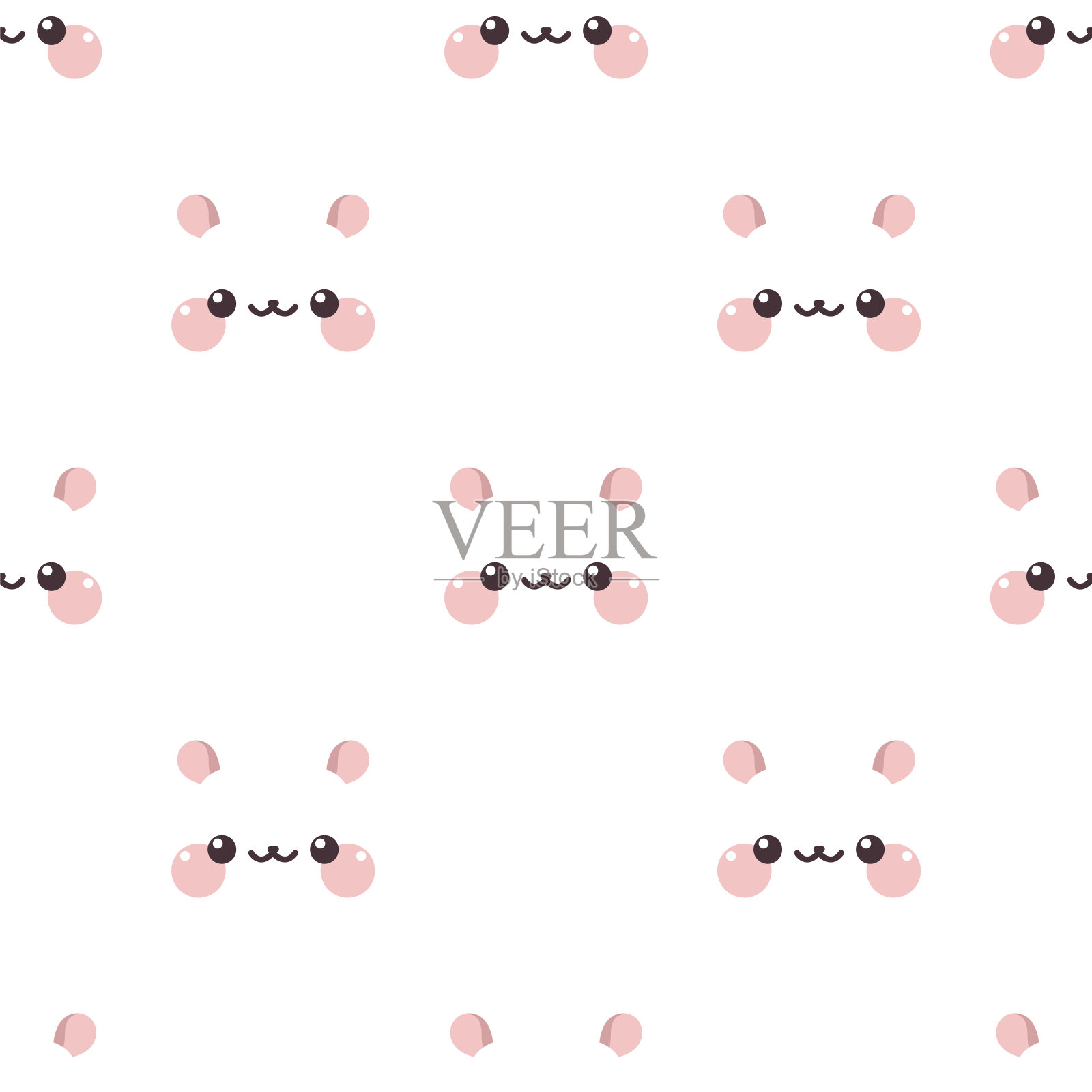 可爱的卡通仓鼠脸。无缝的矢量模式插画图片素材