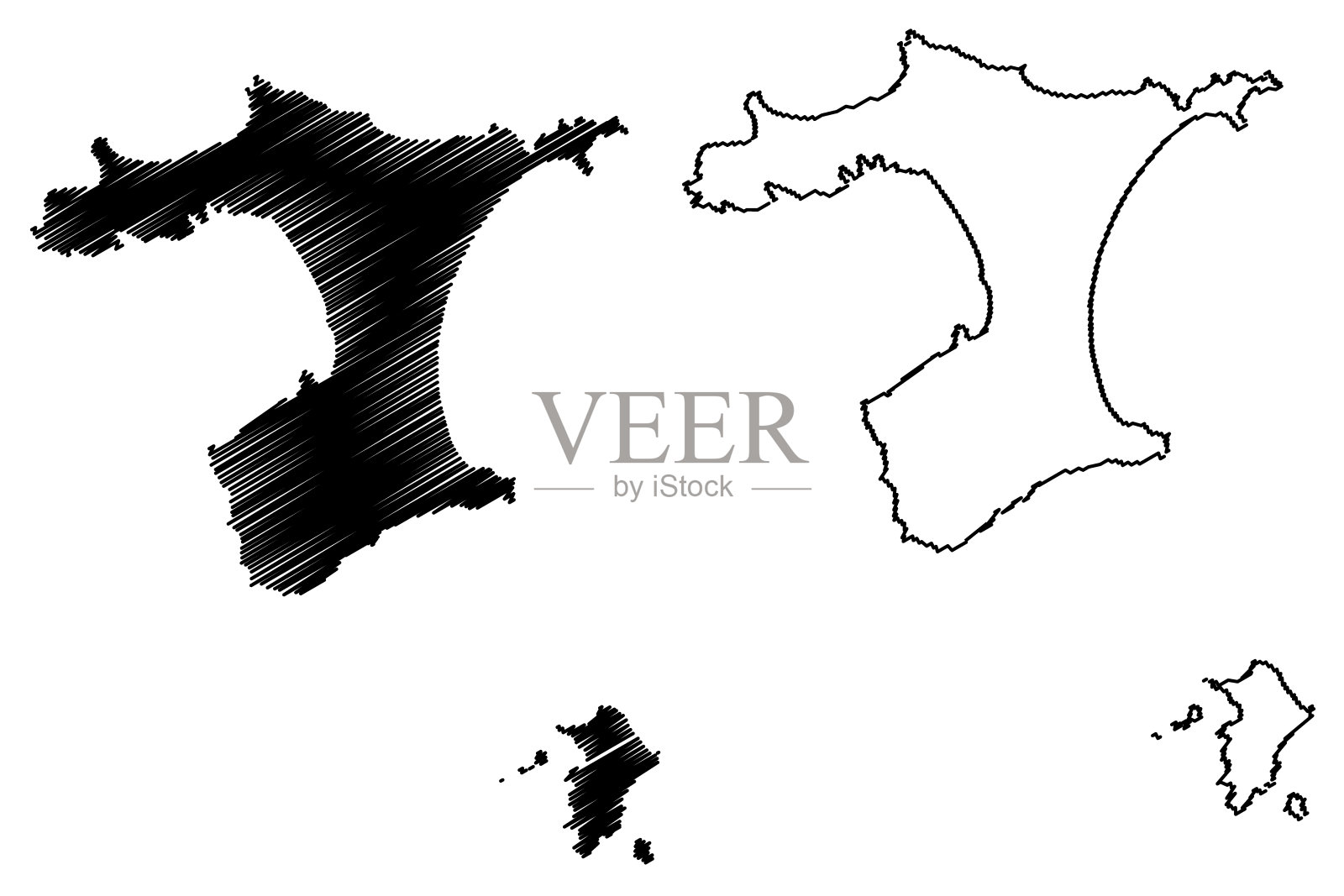 查塔姆群岛地区地图插画图片素材