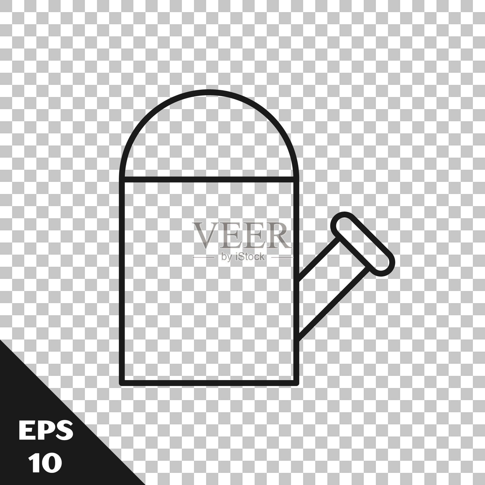 黑线喷壶图标孤立在透明的背景。灌溉的象征。矢量图插画图片素材