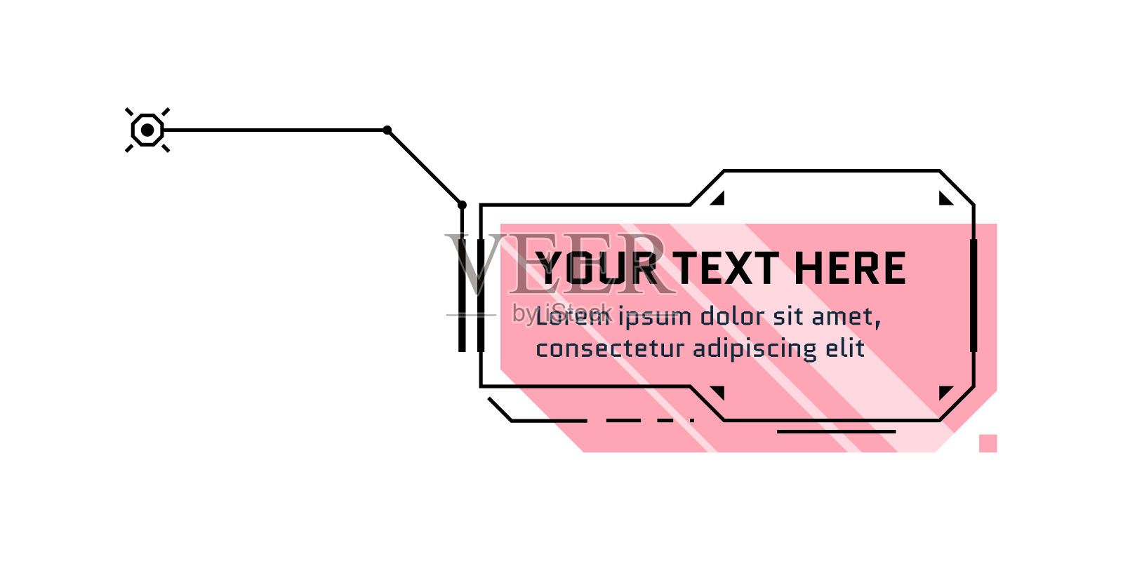 HUD未来风格的callout标题。信息图呼出框条和现代数字信息框架布局模板。界面UI和GUI的粉色文本框元素。矢量图插画图片素材
