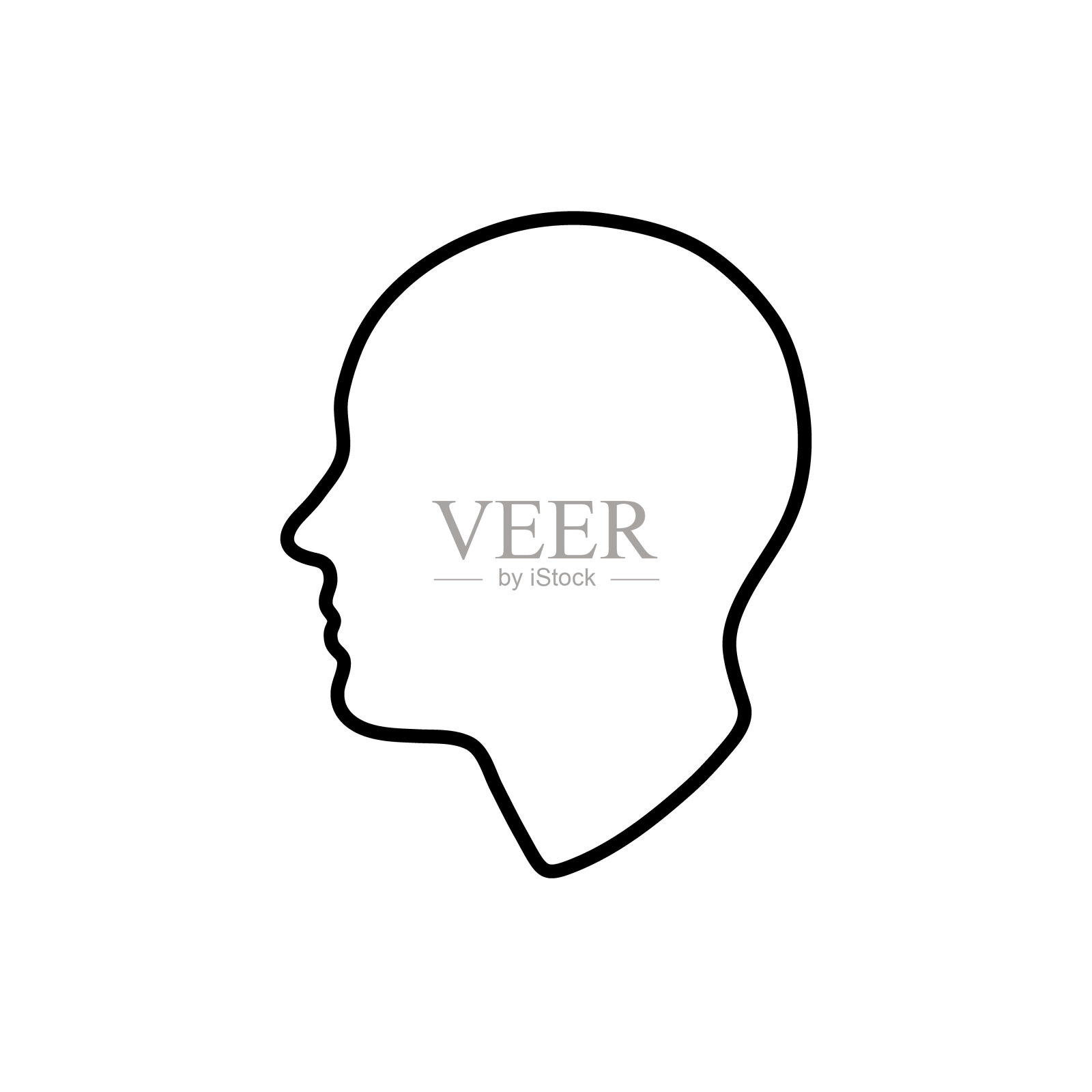 头部轮廓孤立设计元素图片