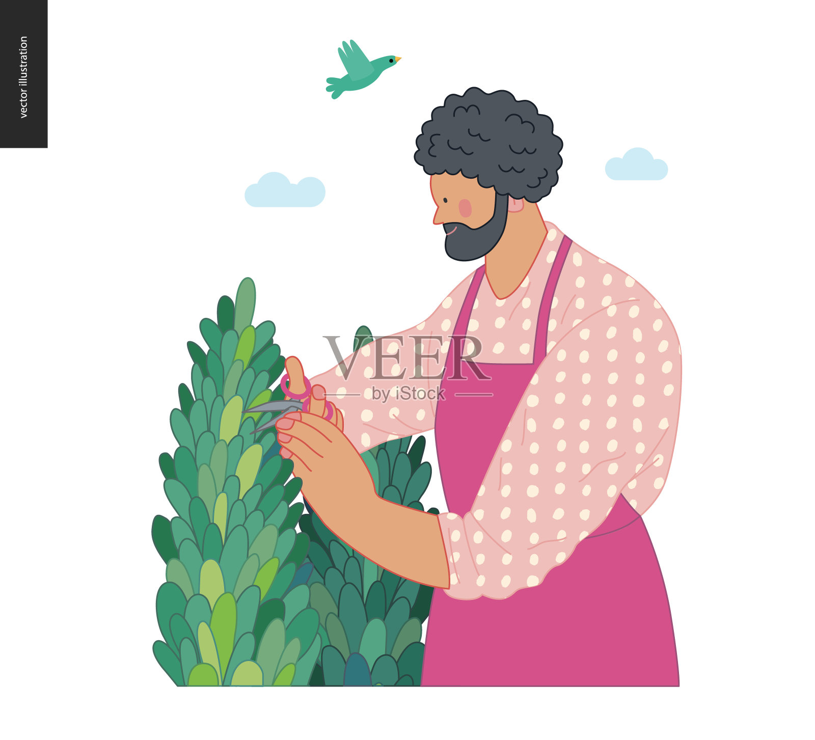 园艺的人,春天插画图片素材