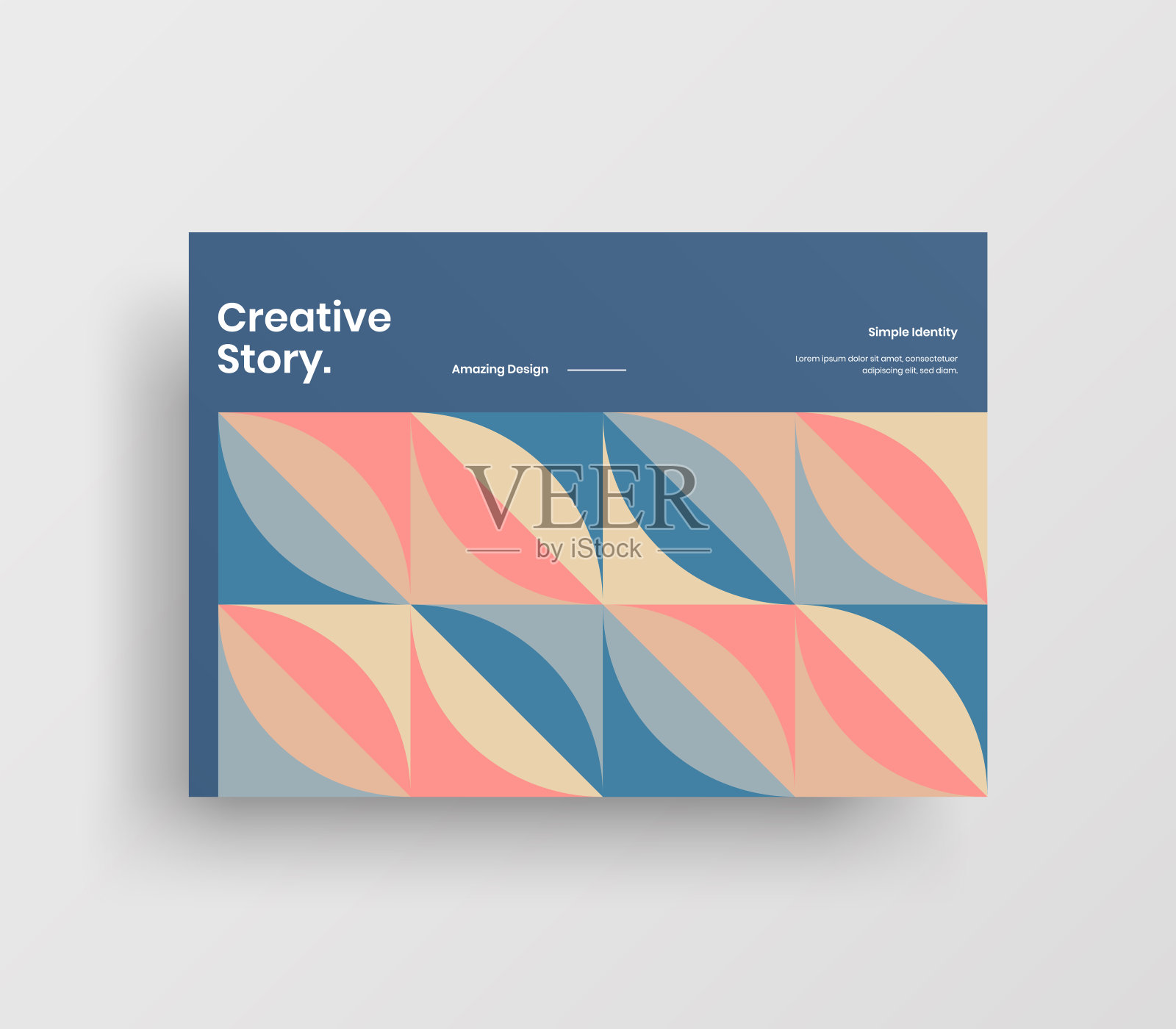 创意业务表示向量A4水平方向首页模拟。现代企业报表封面抽象几何插图设计布局。公司身份手册模板。设计模板素材