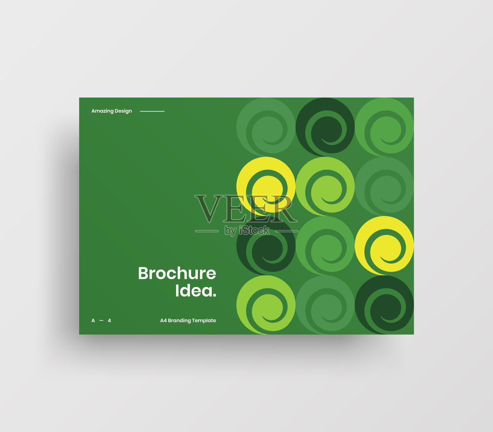 创意业务表示向量A4水平方向首页模拟。现代企业报表封面抽象几何插图设计布局。公司身份手册模板。设计模板素材