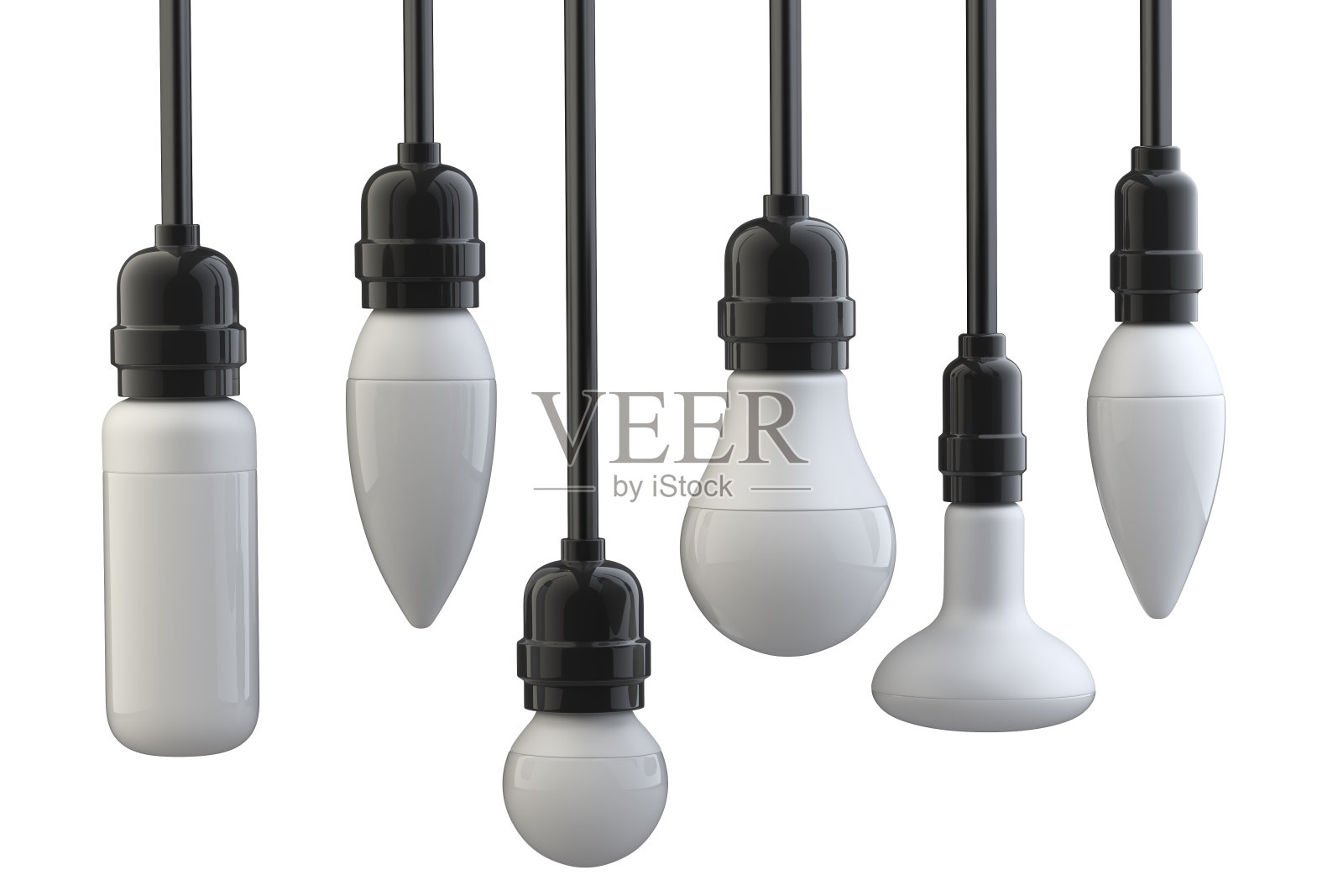 电灯泡装在电线上的电盒里。照片摄影图片