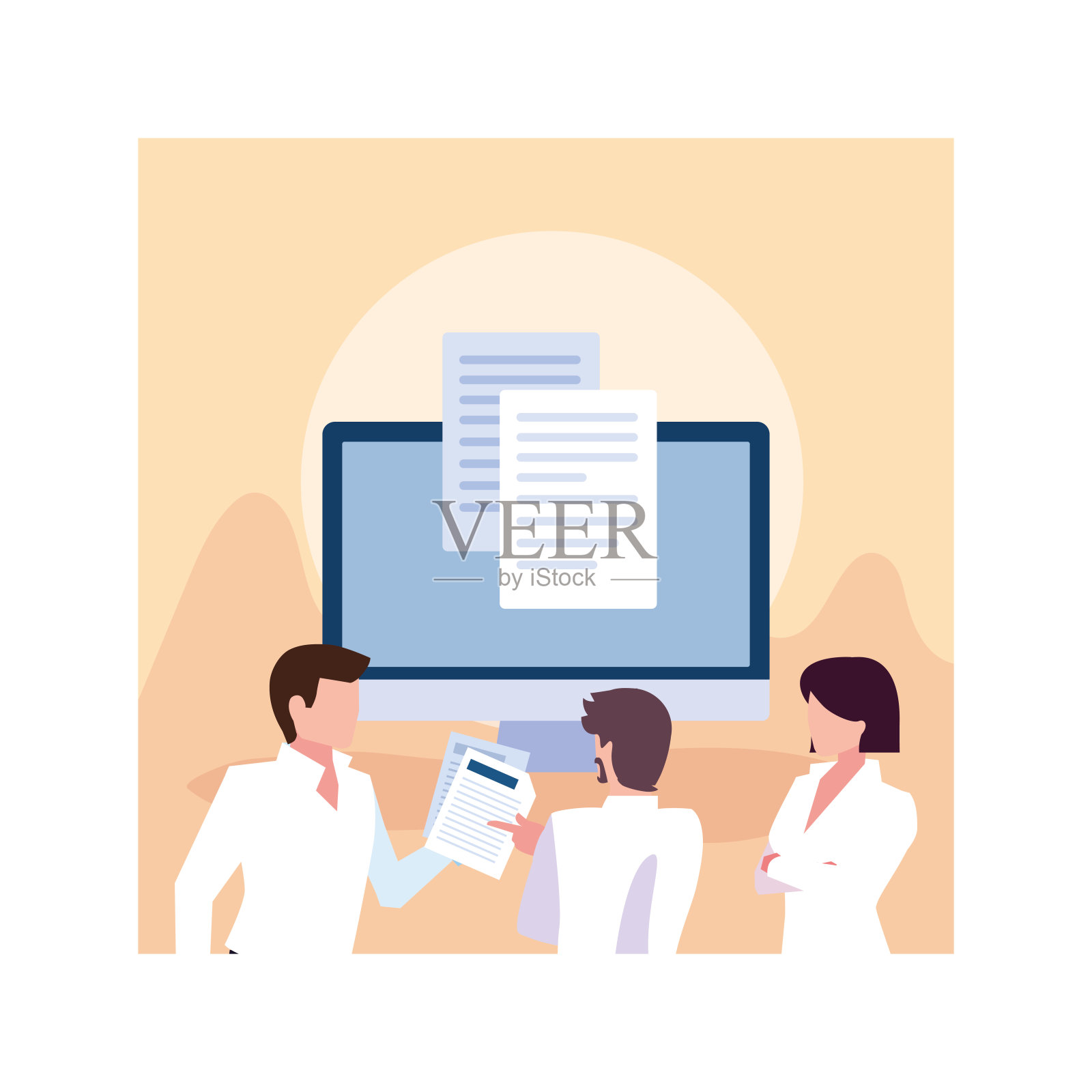 在全球规划和营销研究，网页设计的会议上的人的业务插画图片素材