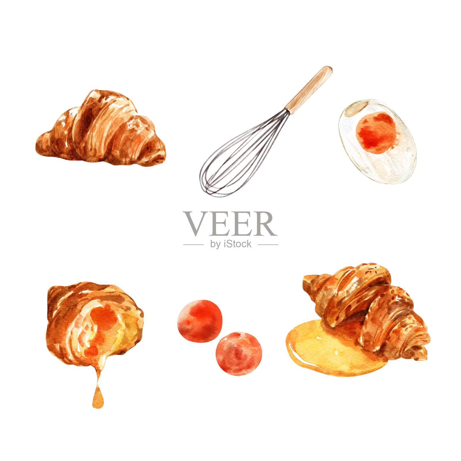 咸蛋收集设计与水彩插图装饰使用。插画图片素材