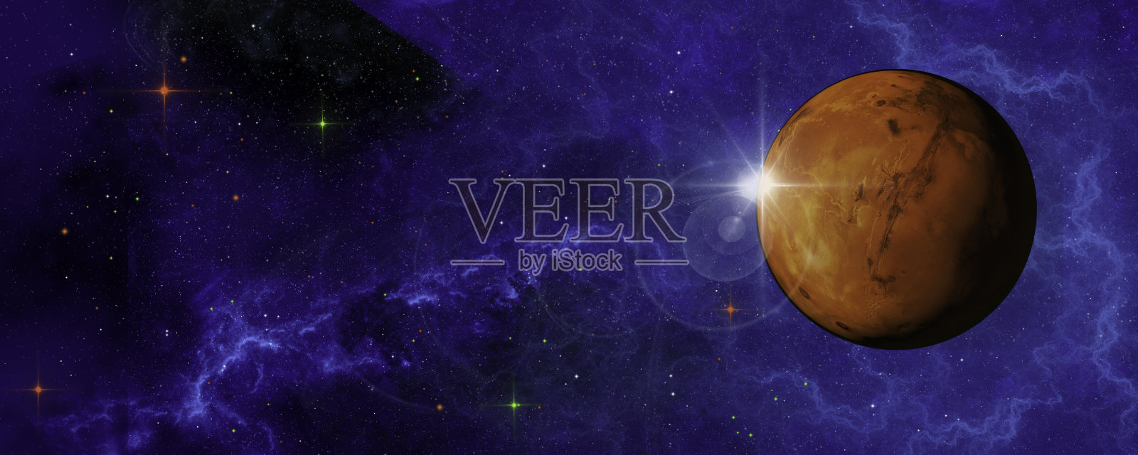 全景空间场景-火星，星云，星场-复制空间照片摄影图片