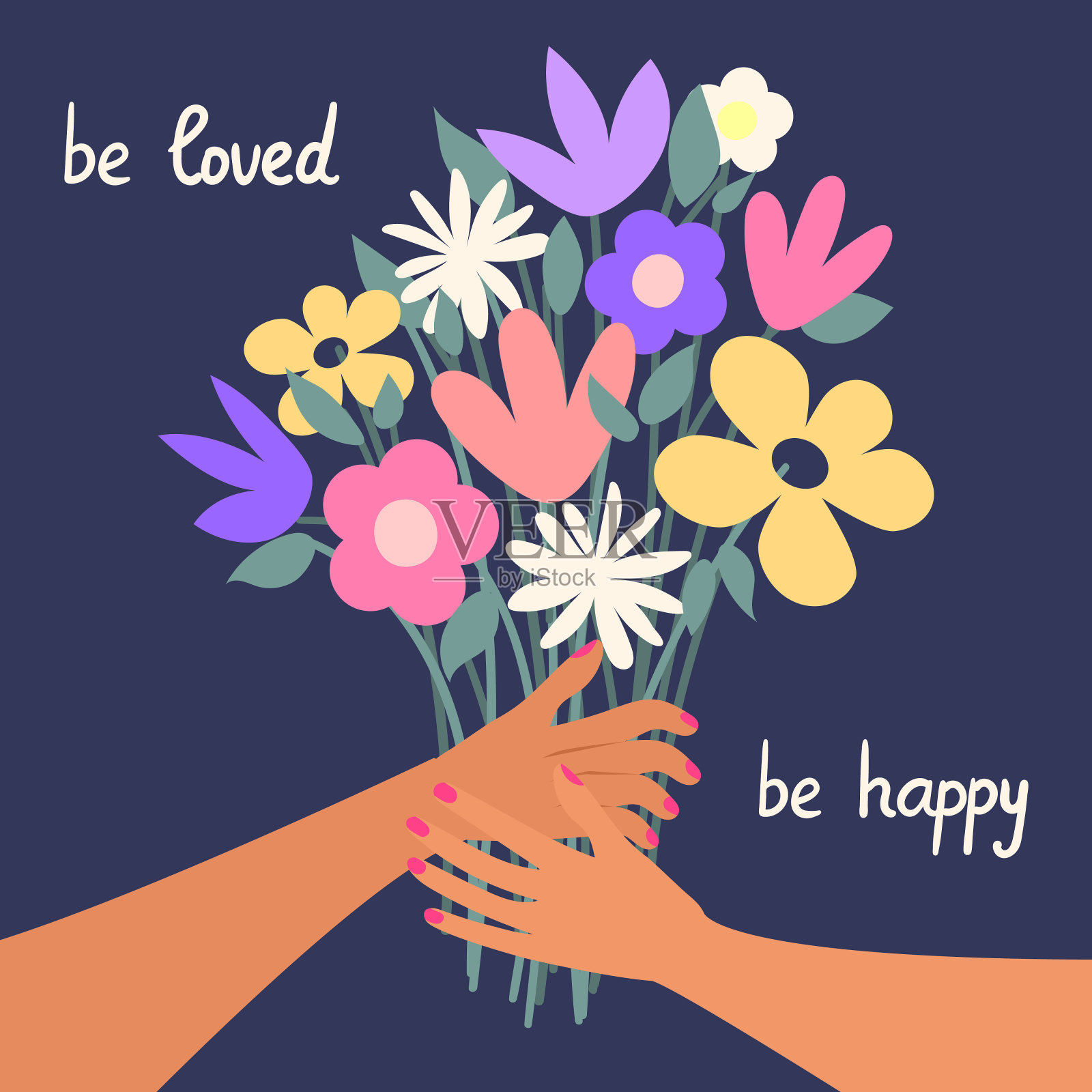 3月8日。一个漂亮的明信片插画图片素材