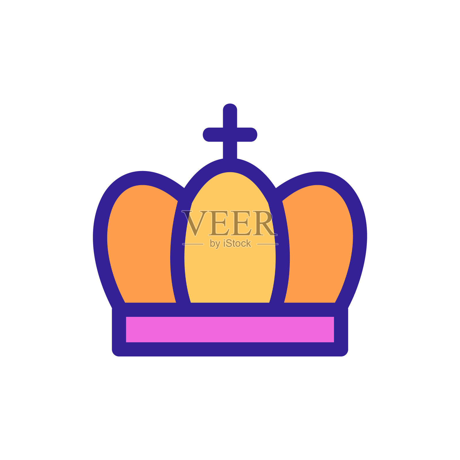 皇冠与钻石图标向量。孤立轮廓符号插图插画图片素材