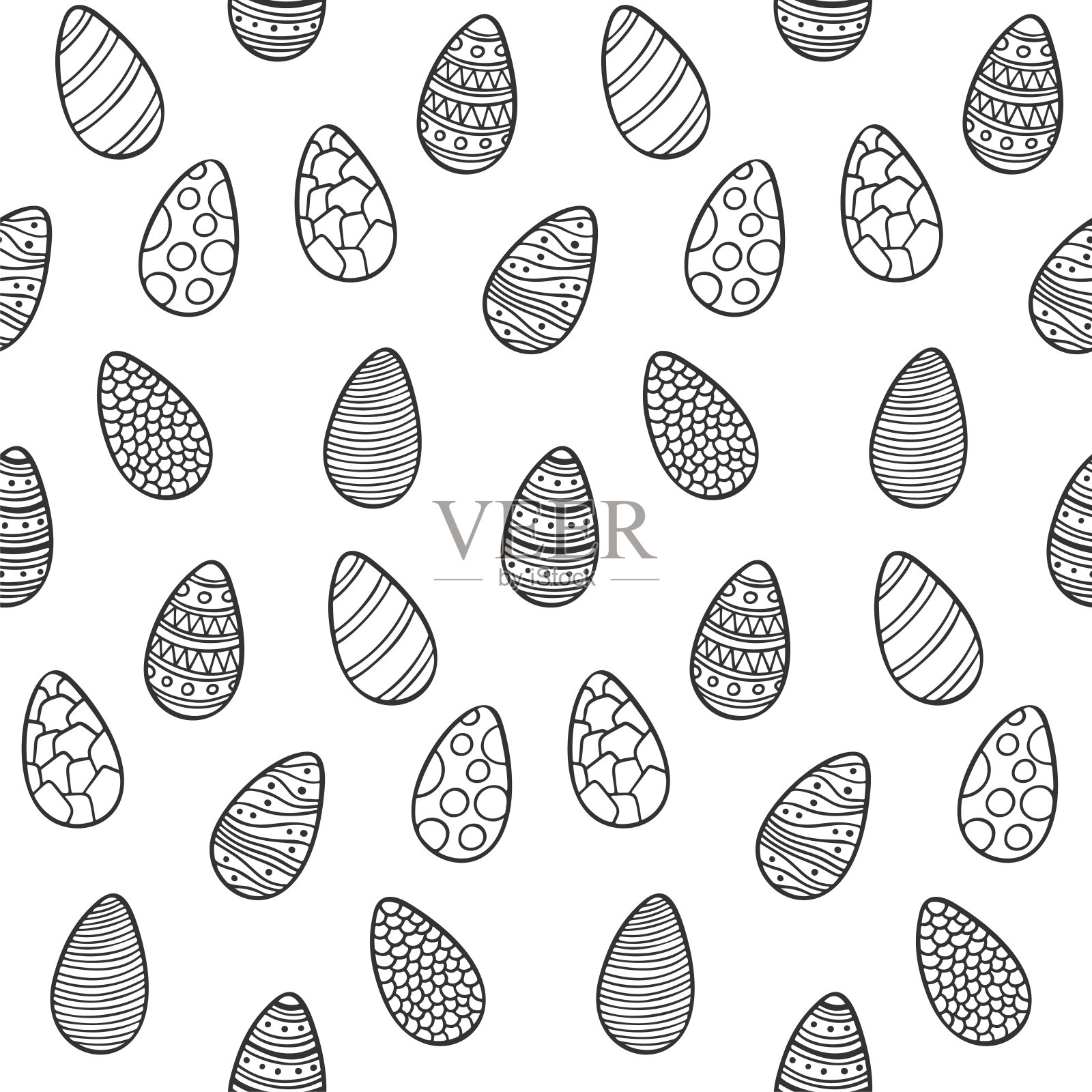 复活节彩蛋矢量，孤立在白色背景。插画图片素材