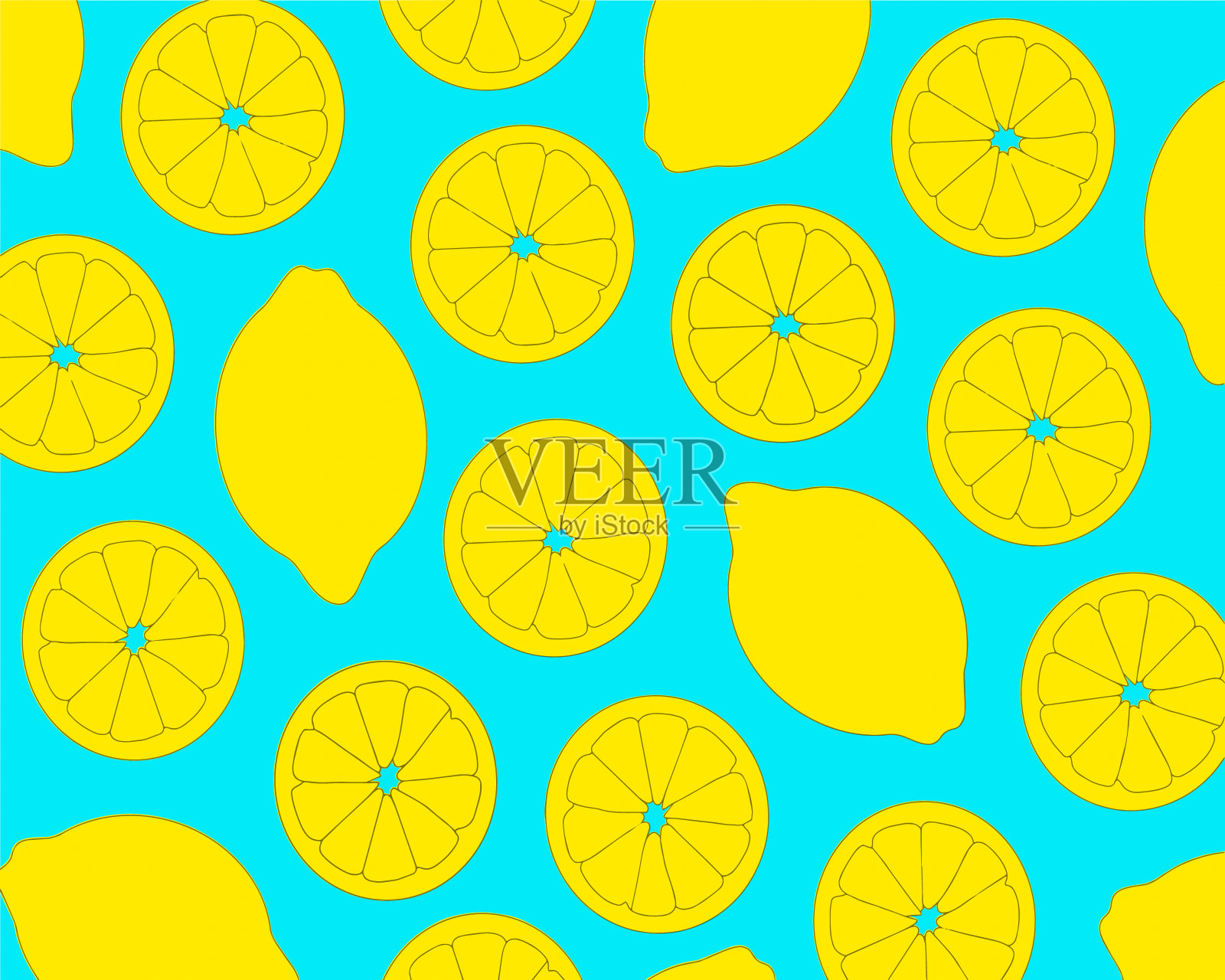 无缝柠檬模式。背景与水果。插画图片素材