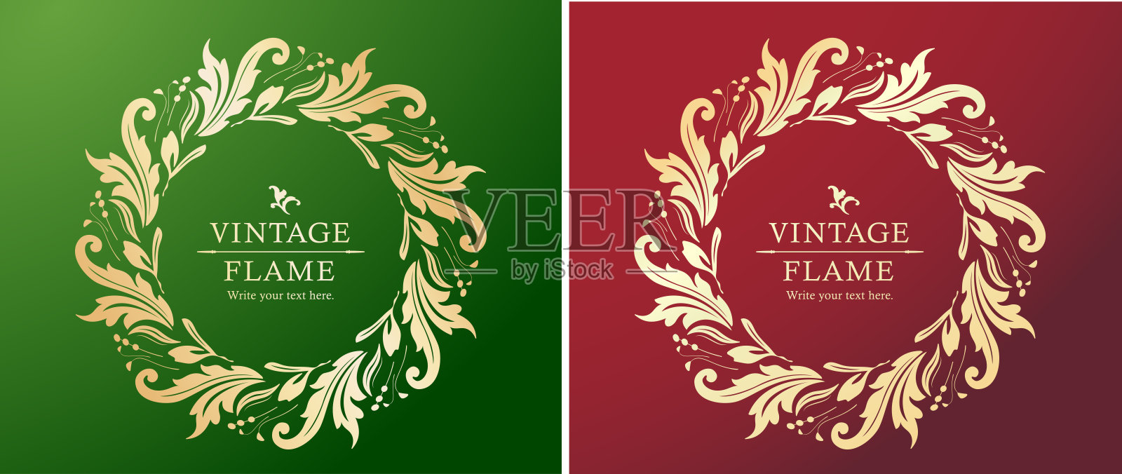 漂亮的装饰套装，仿古的镜框，复古的设计材料插画图片素材