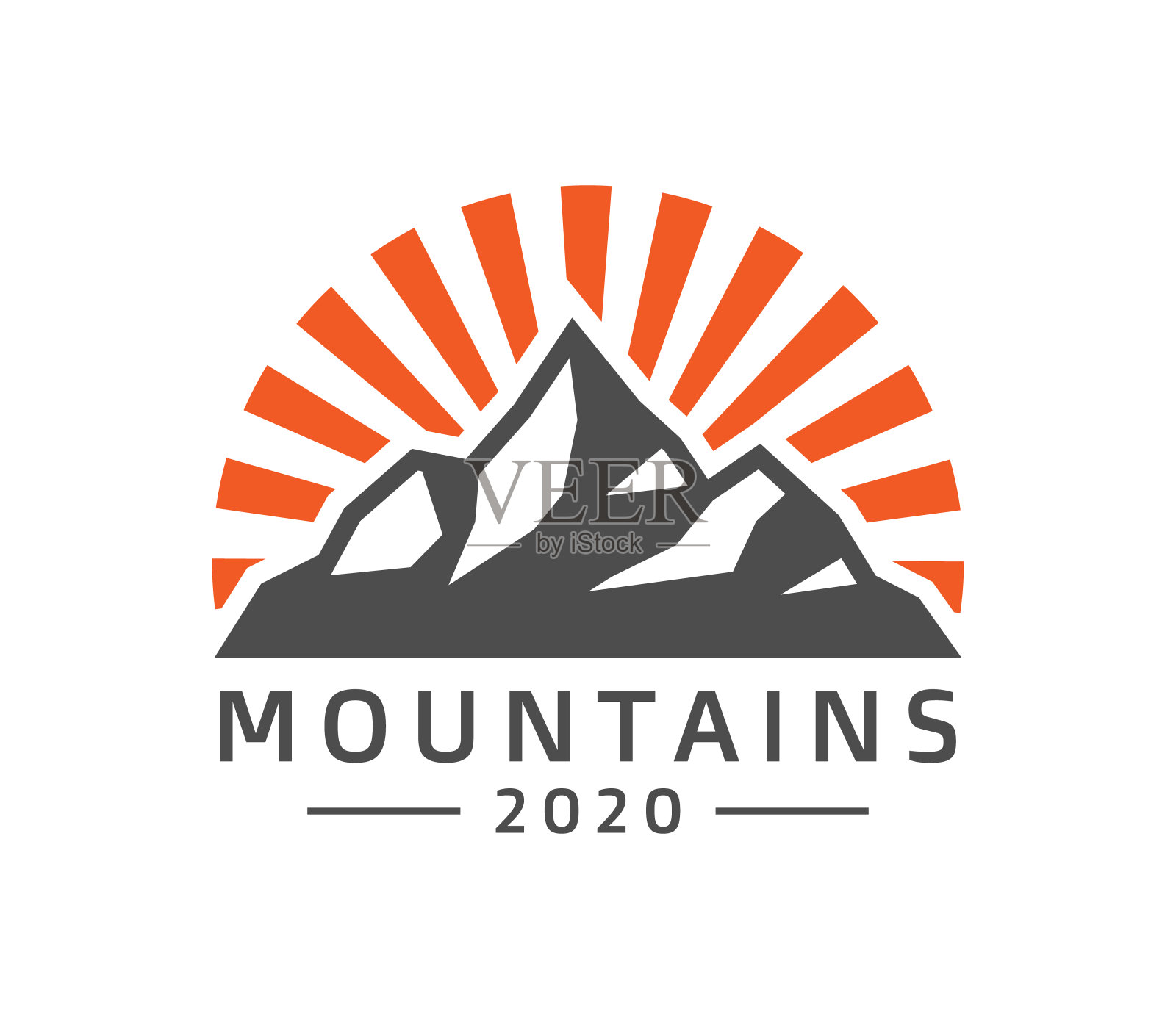 山形状标志符号图标。矢量插图形象。山剪影露营公司的标志。孤立在白色背景上。垃圾自然旅行图形徽章模板。插画图片素材