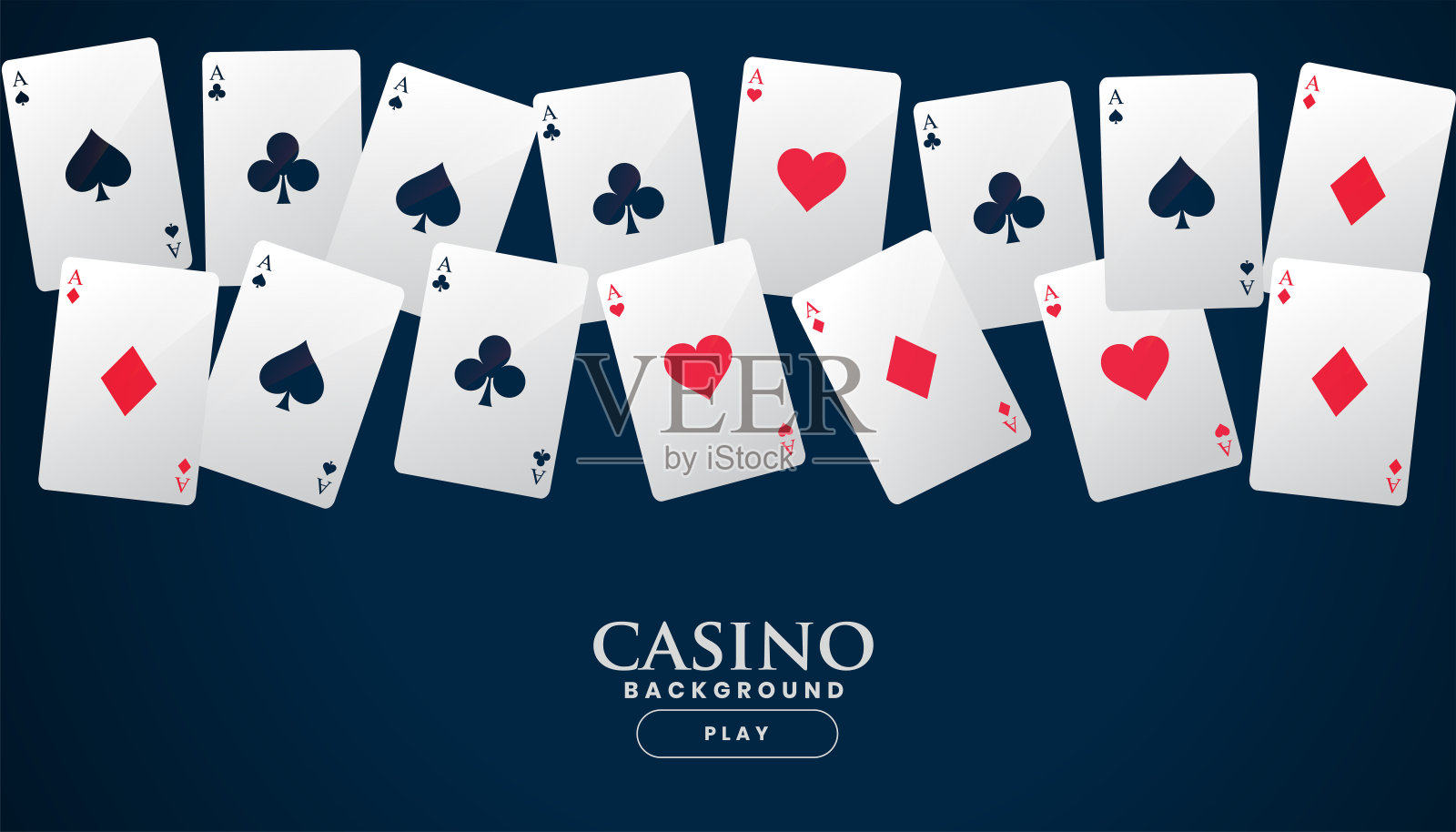 赌场纸牌放置在一行背景插画图片素材