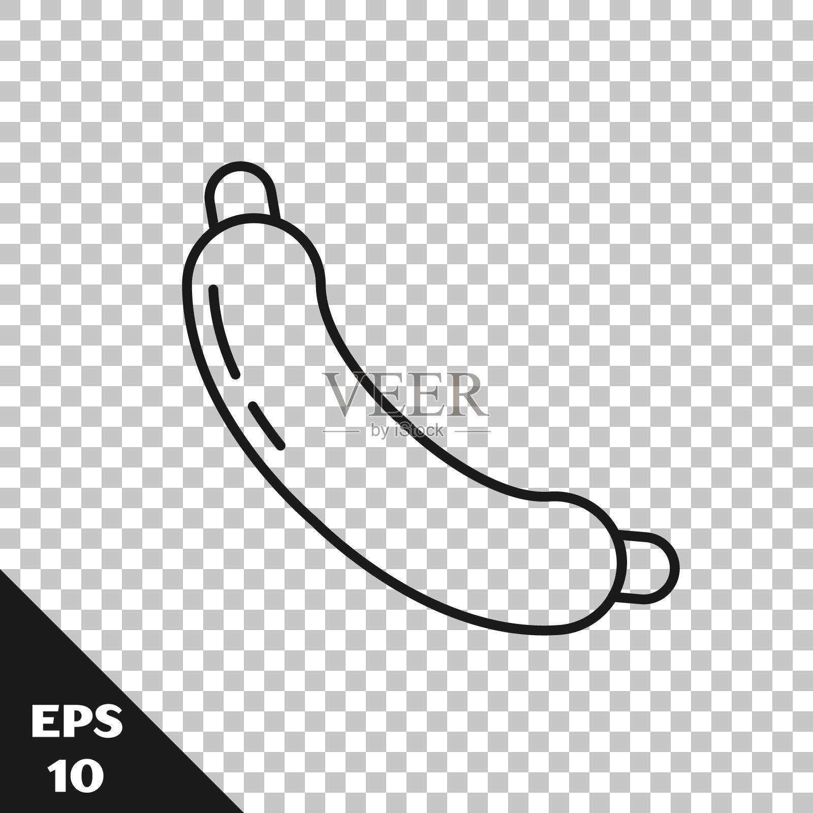 黑线香肠图标隔离在透明的背景。烤香肠和香气的标志。矢量图插画图片素材