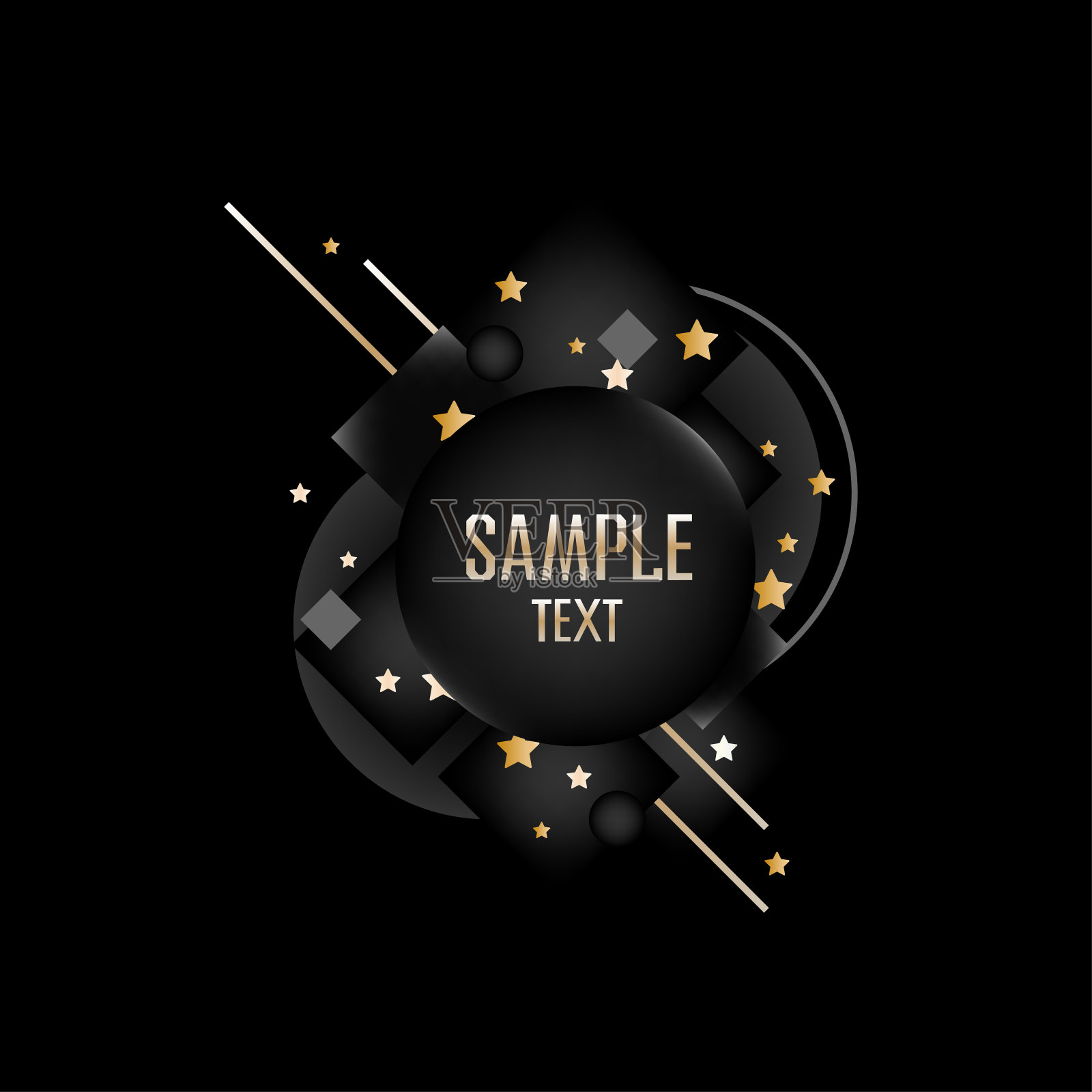 抽象的框架上的黑色背景与黄金插画图片素材