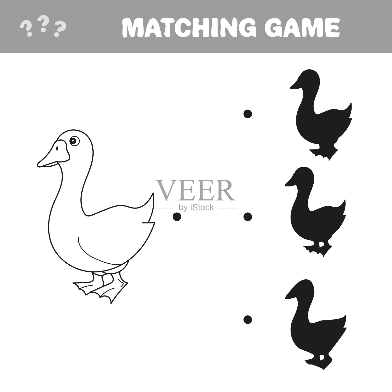 雁鸟阴影匹配游戏矢量插图设计元素图片