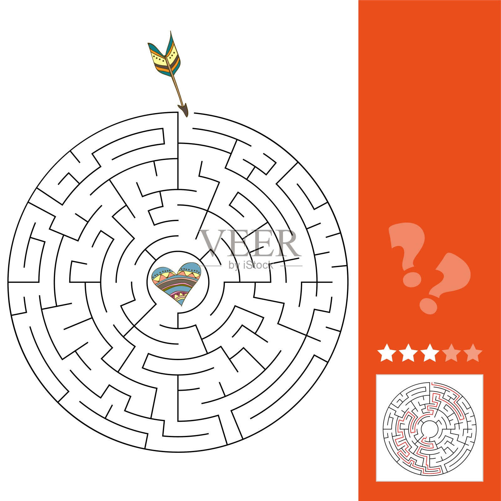 情人节的迷宫拼图游戏插画图片素材