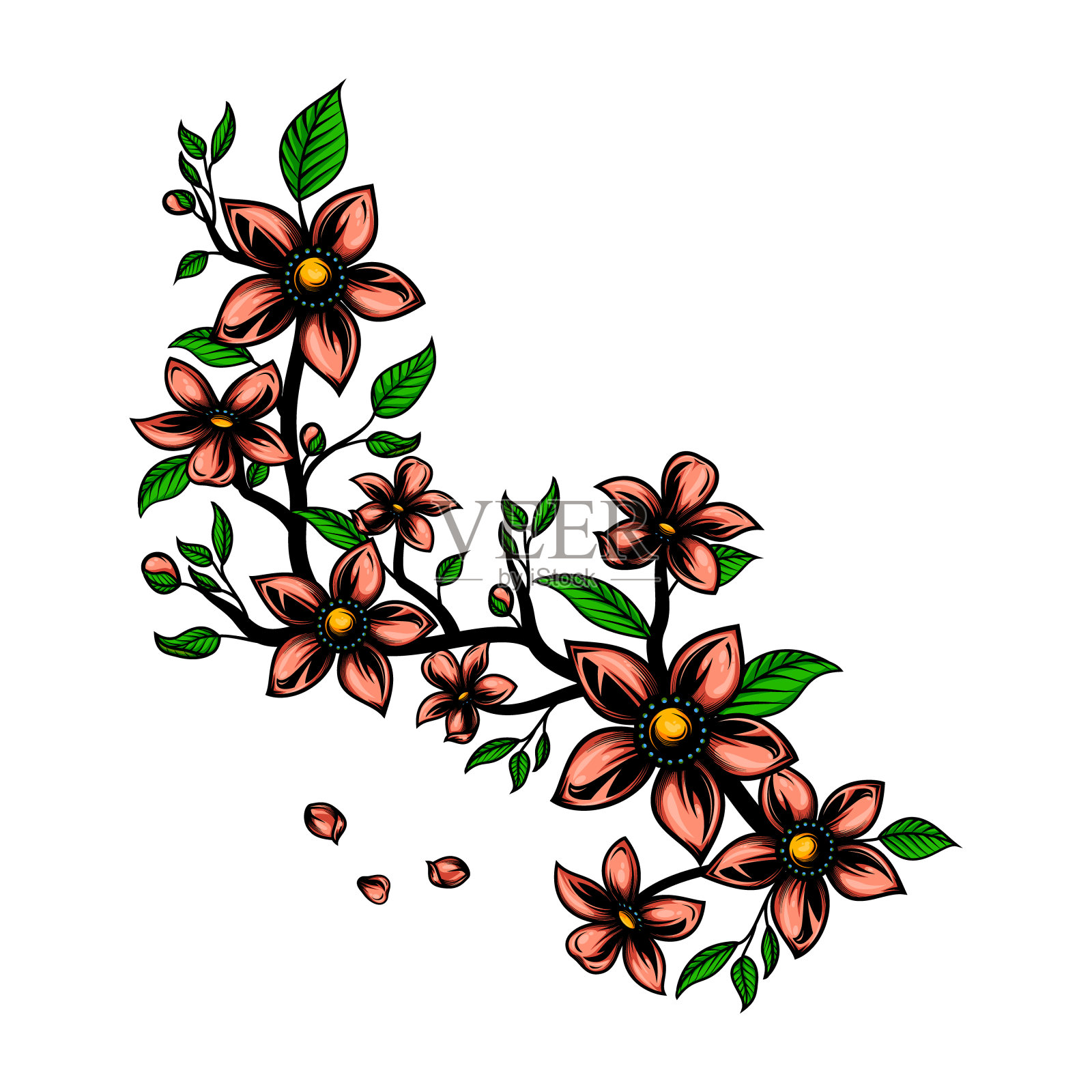 樱花早午餐。插画图片素材