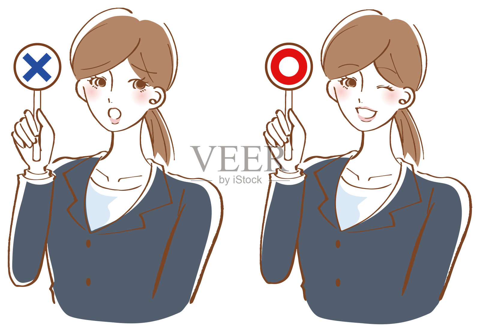 女性错误答案正确答案设置插图女人插画图片素材