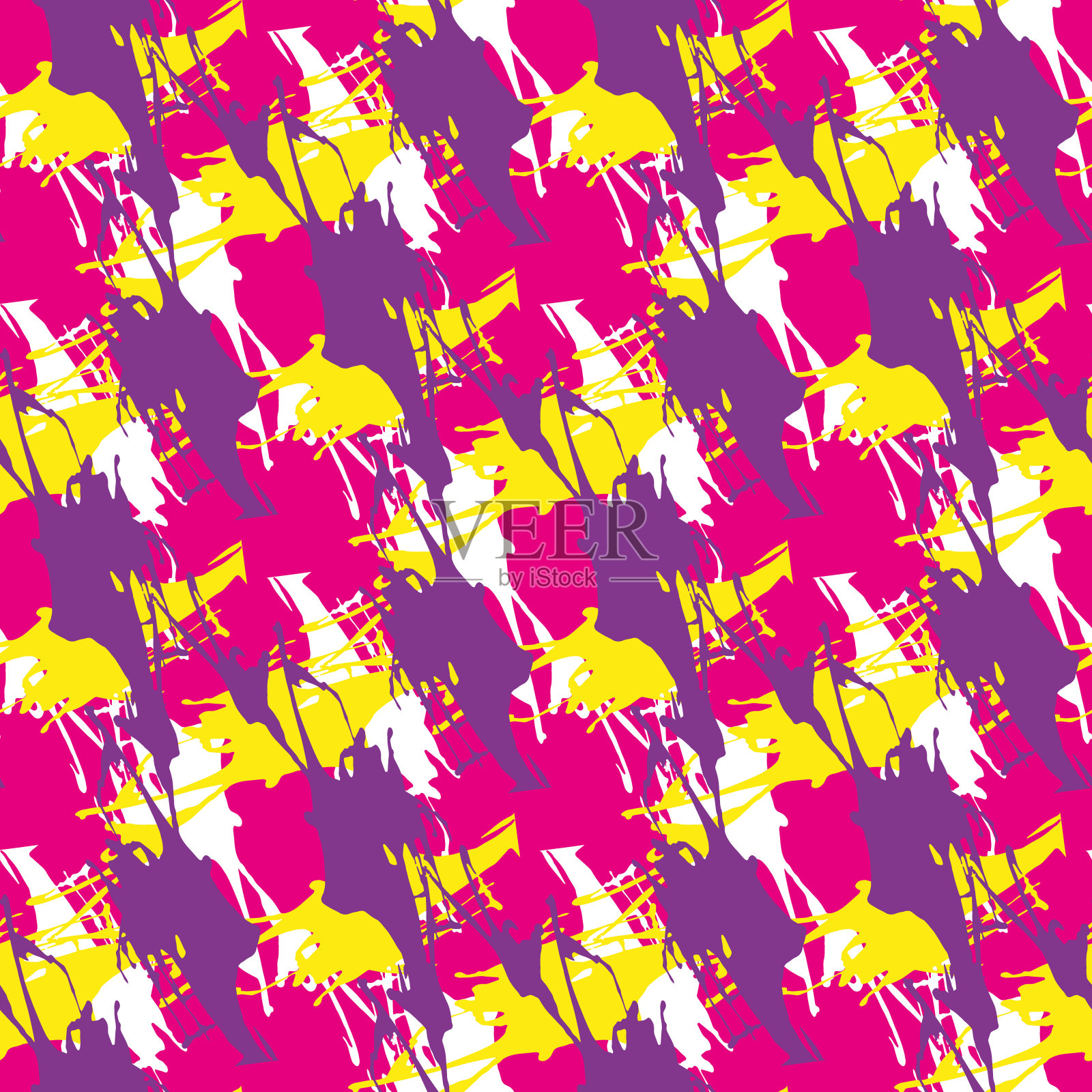 色彩抽象民族无缝图案涂鸦风格与城市现代风格元素插画图片素材