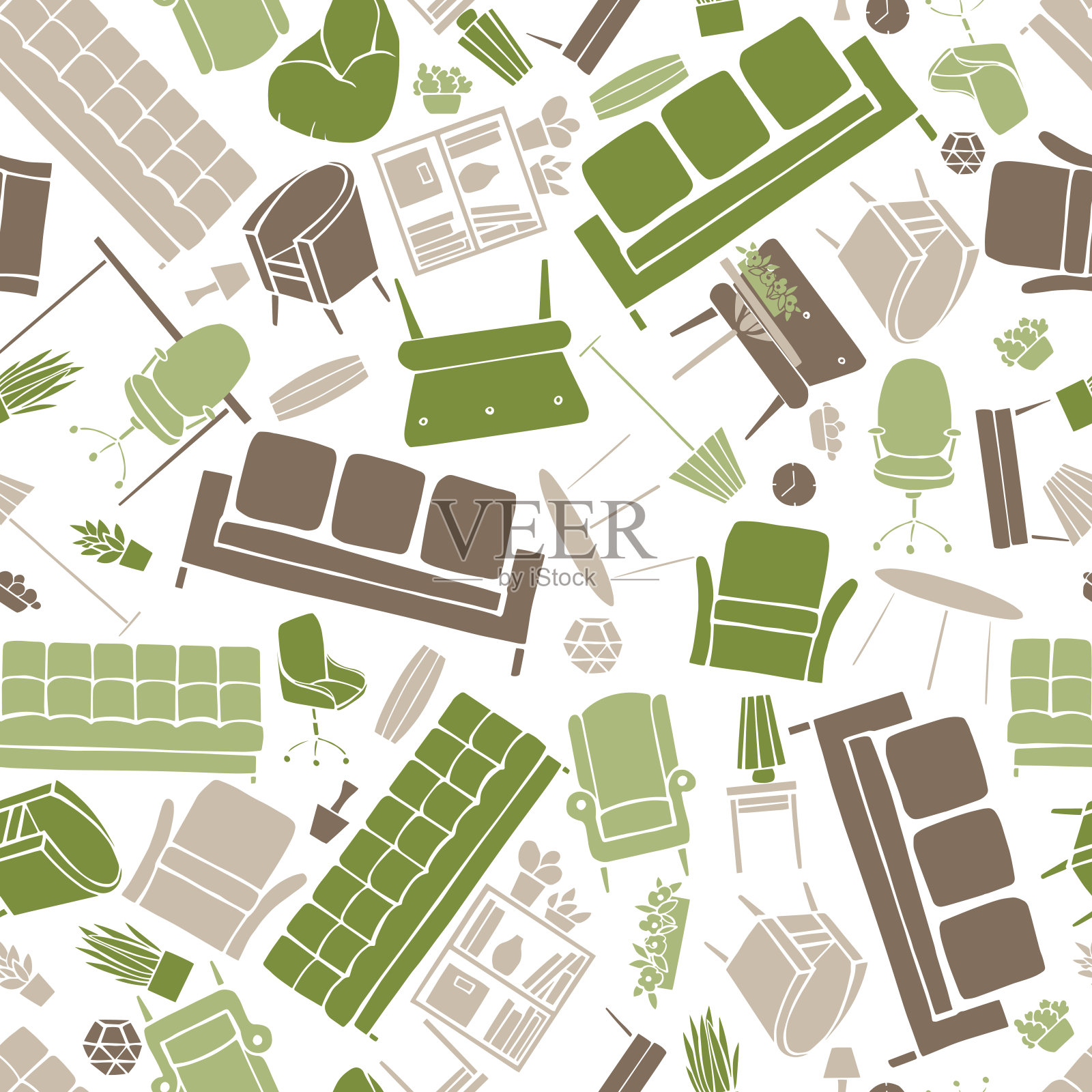 家里的家具。矢量模式插画图片素材