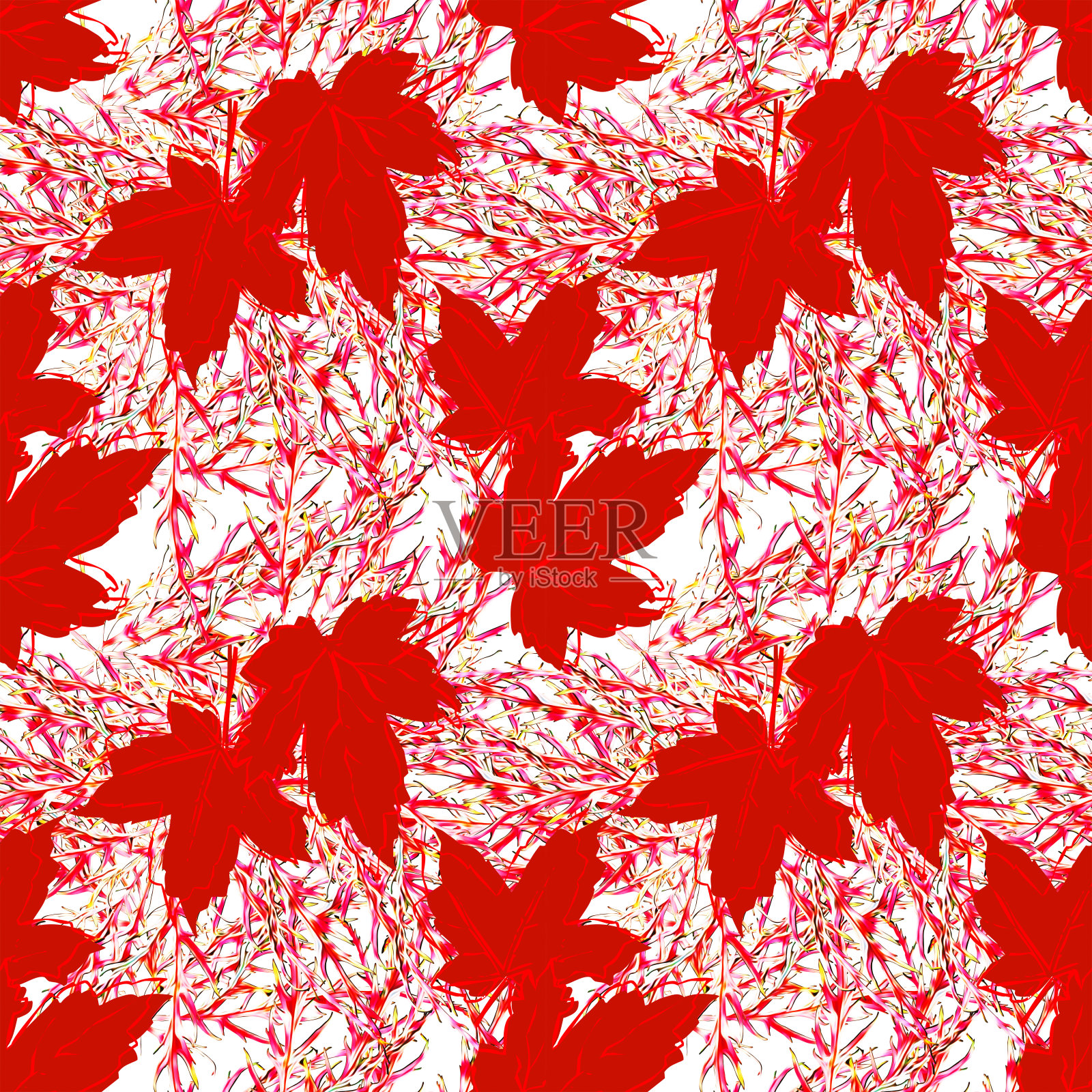 枫叶无缝图案。插画图片素材