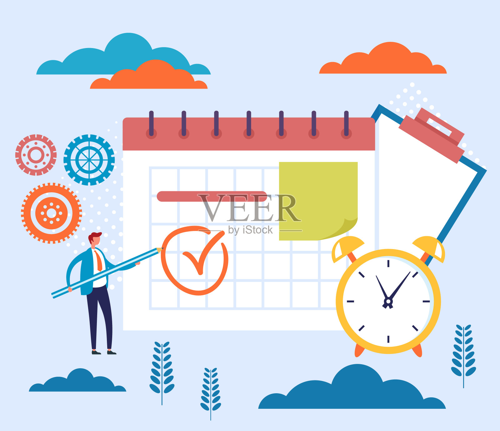 时间管理任务期限概念。矢量平面卡通图形设计插图设计模板素材