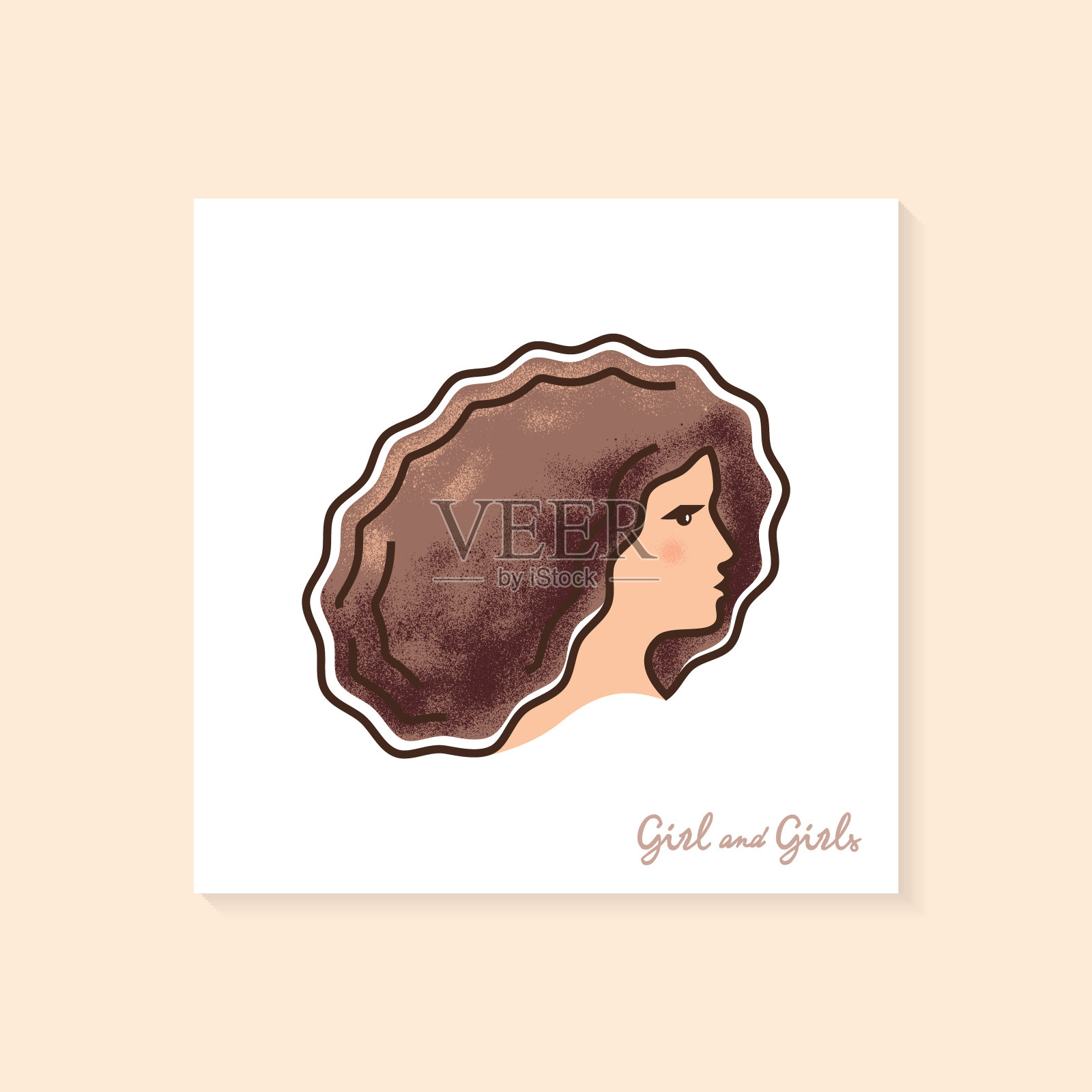 高质量的彩色矢量插图的女人在侧面与laters插画图片素材