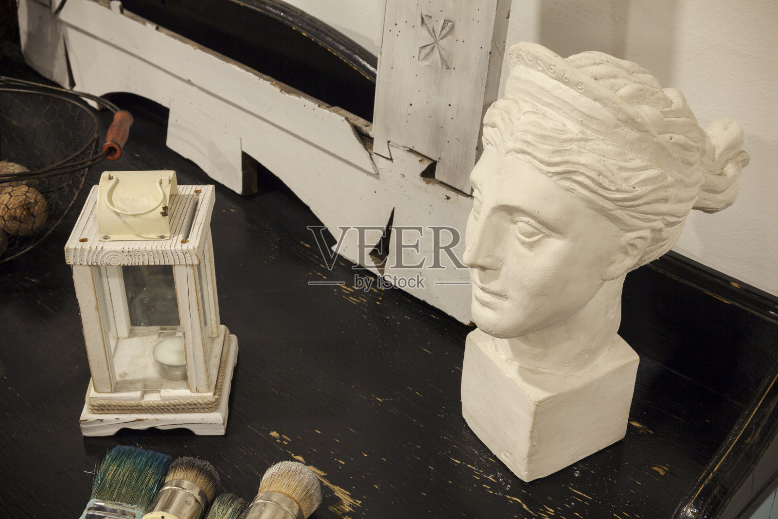 古董石膏女头照片摄影图片