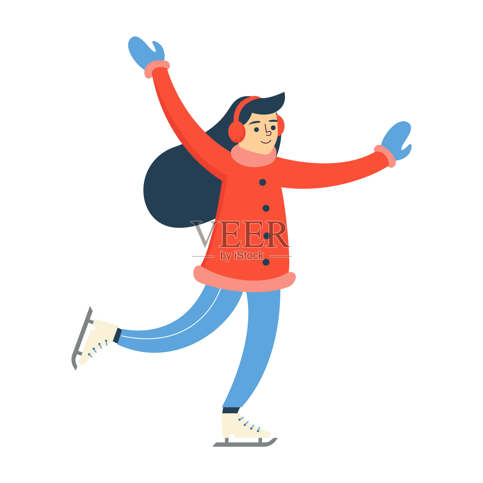 冬衣女子溜冰矢量孤立设计元素图片