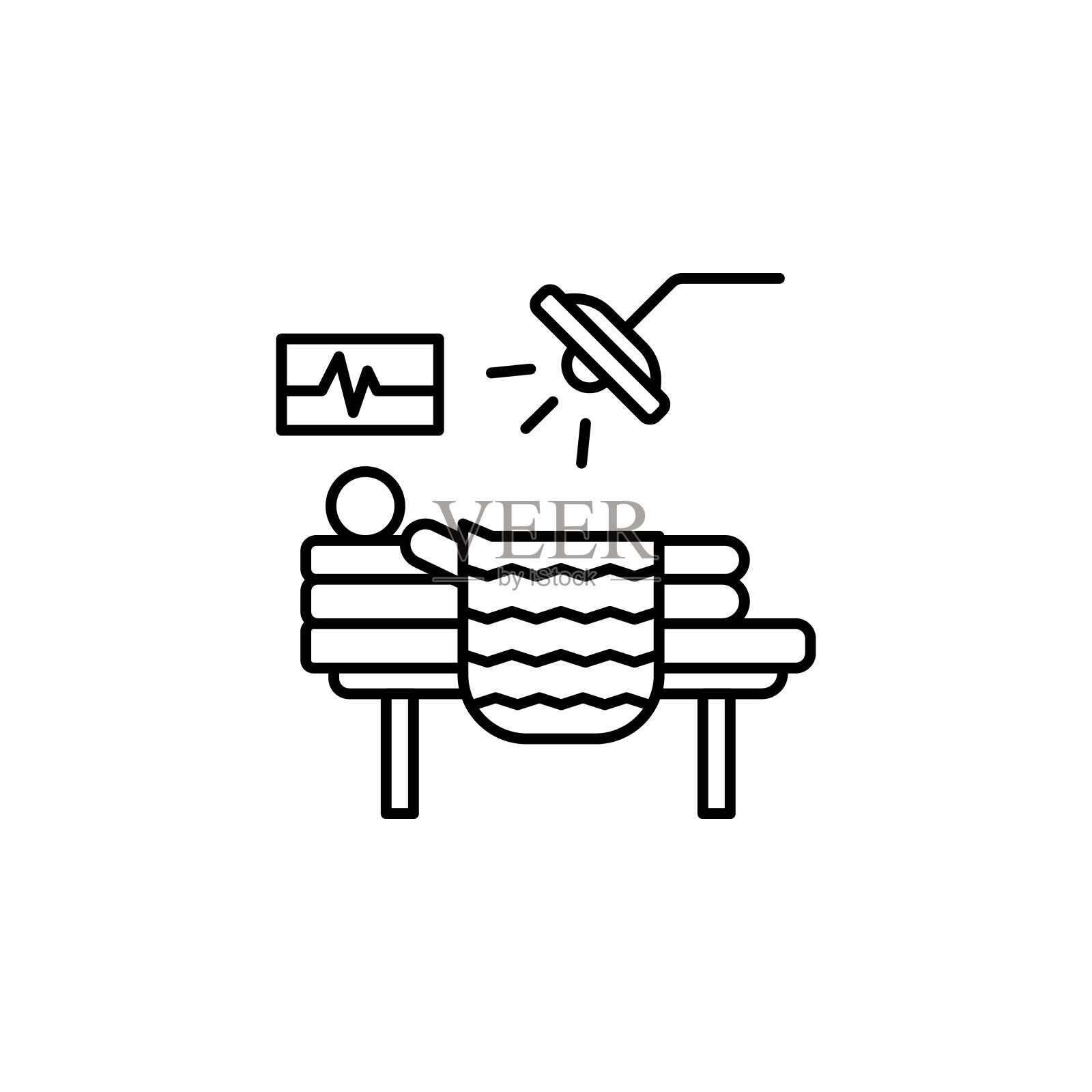 病人，床，手术，手术室的白色背景线图标插画图片素材