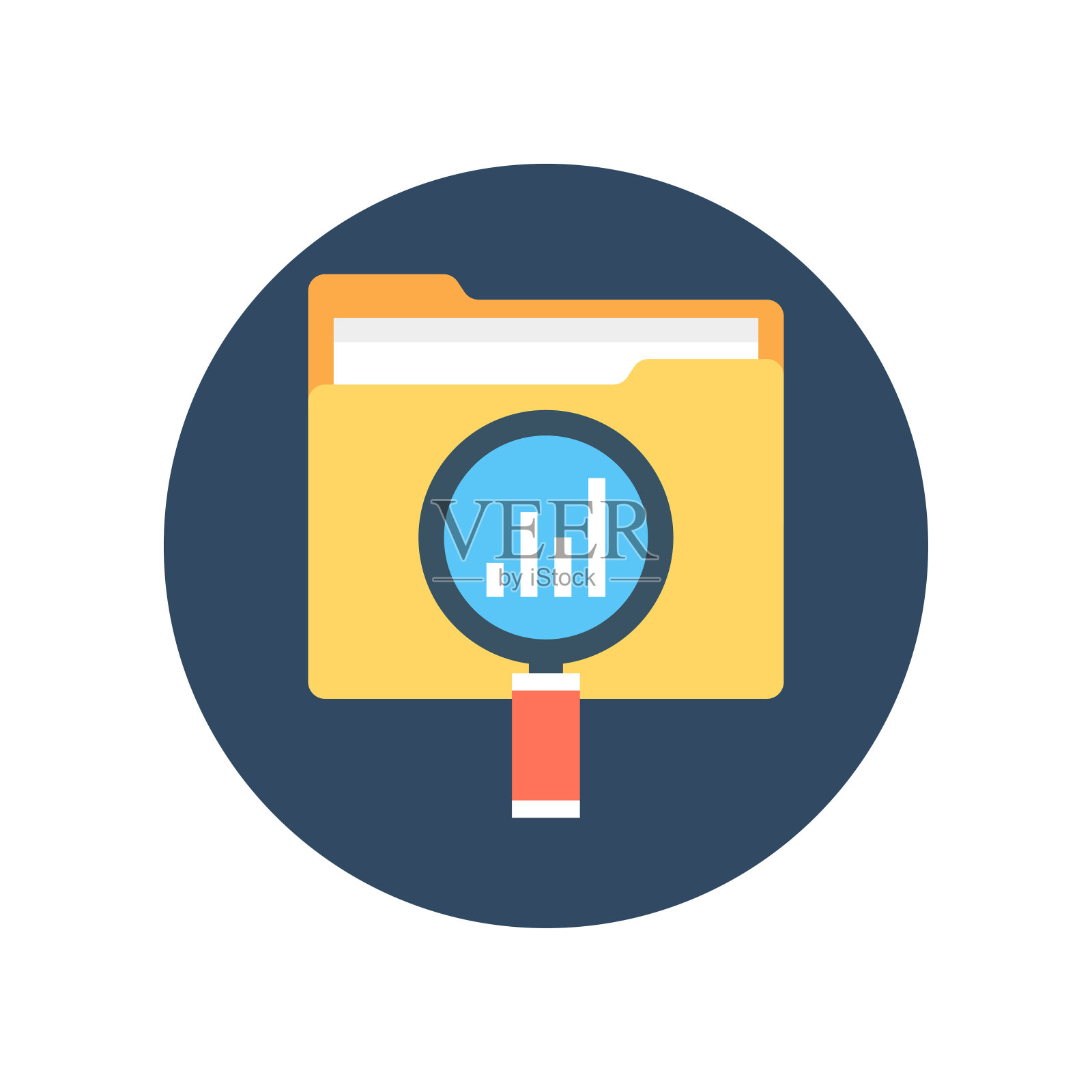 搜索文件夹矢量图标圆形样式插图。插画图片素材