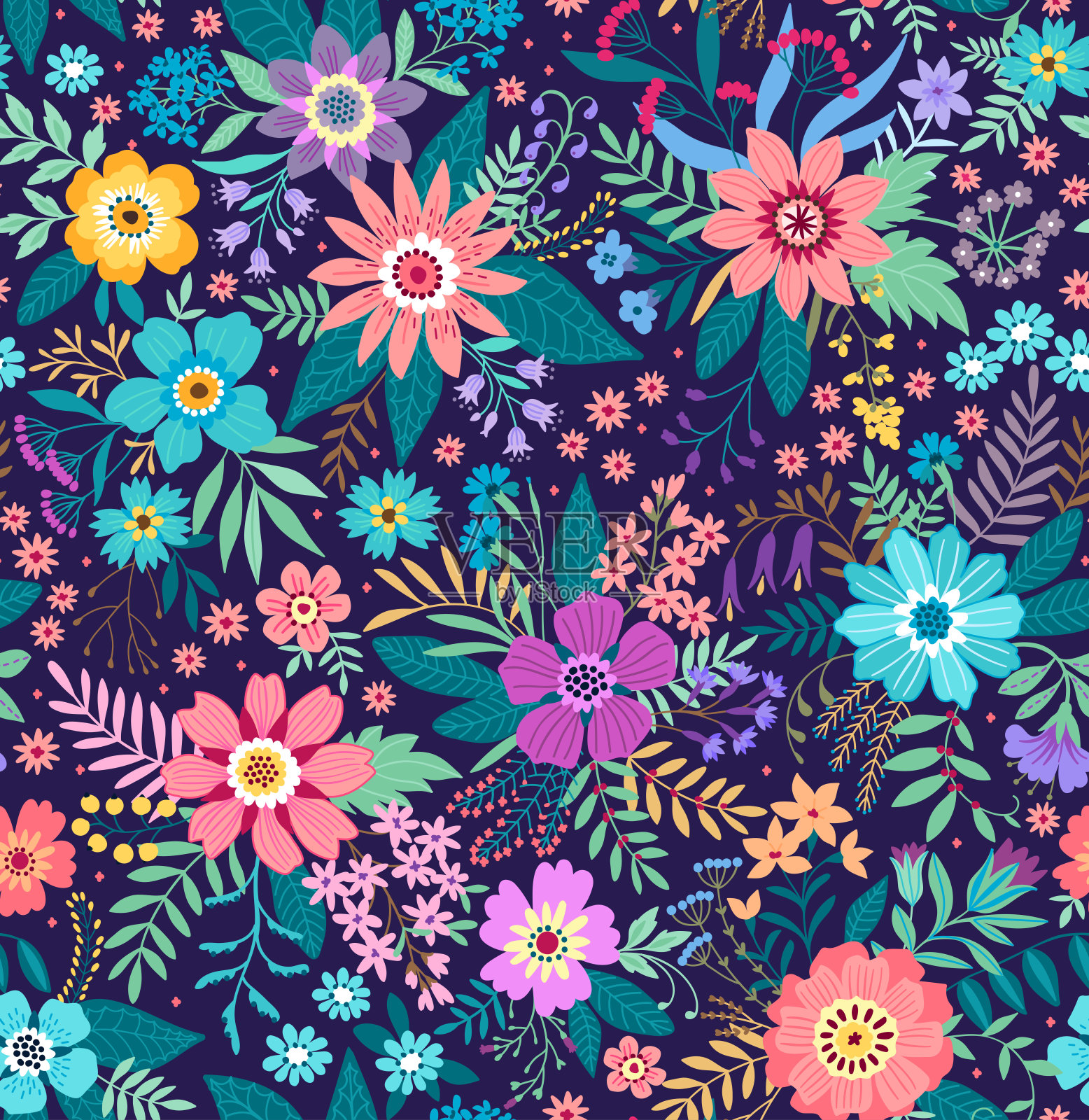 无缝的花卉图案插画图片素材