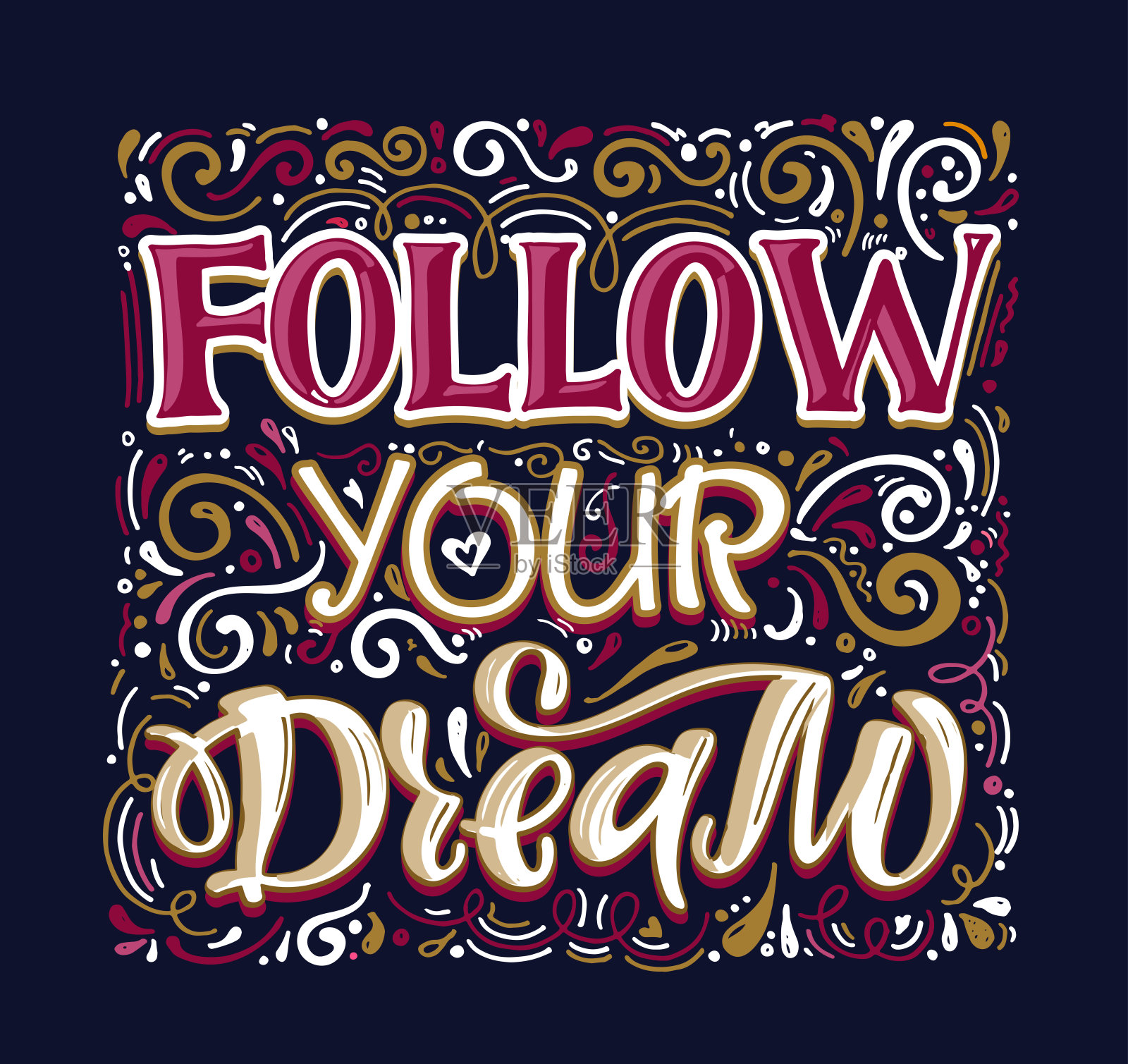 关于生活和动力的励志名言。手绘复古插图与字母和装饰元素。在t恤、包、文具或海报上画画。向量设计元素图片