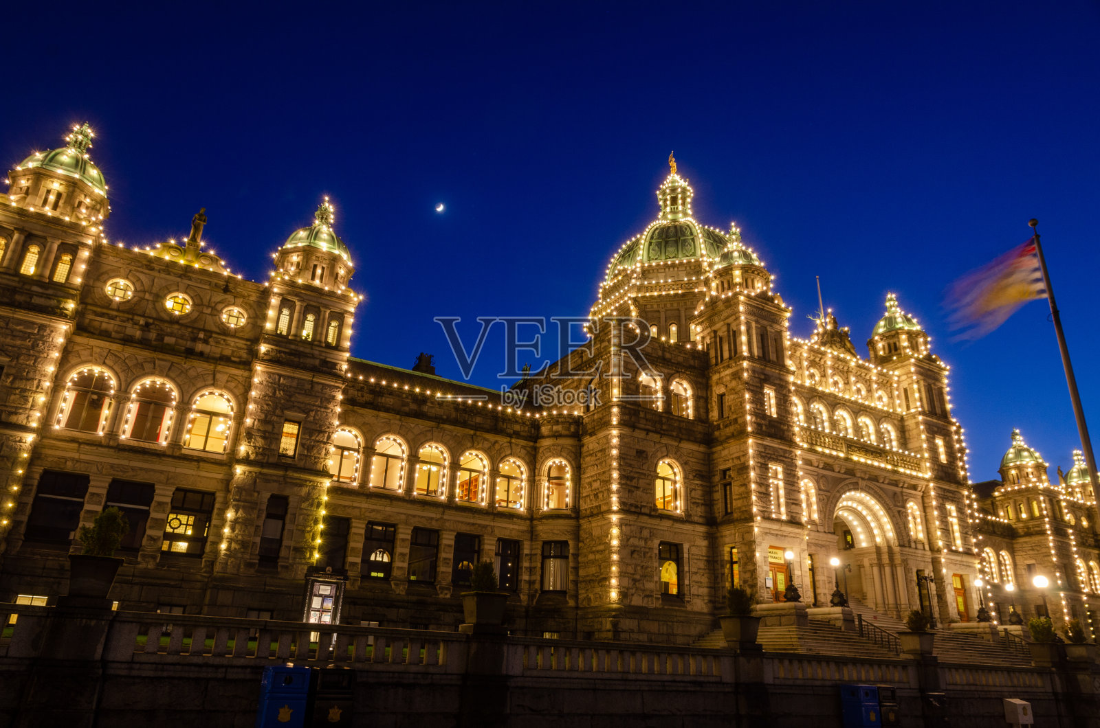 不列颠哥伦比亚省立法议会的夜景照片摄影图片
